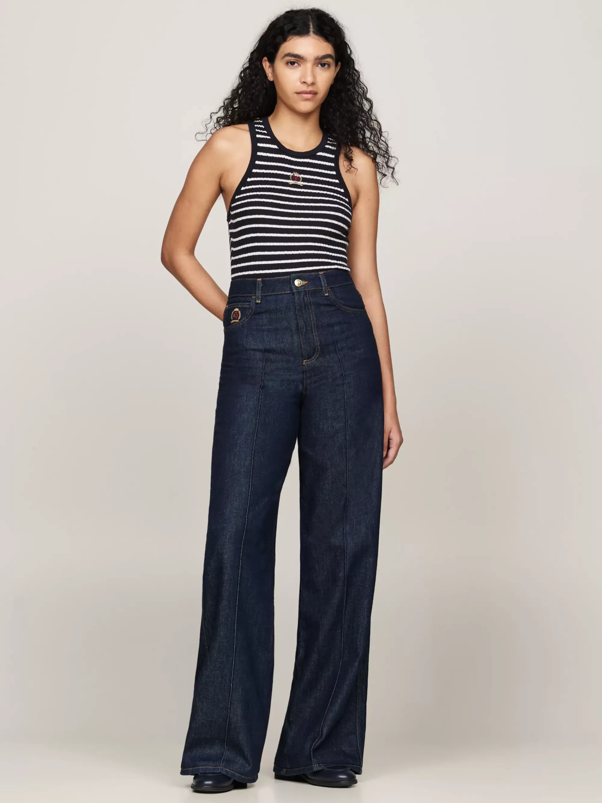 Truien Met Ronde Hals | Truien*Tommy Hilfiger Slim Fit Tanktop Met Kasjmier En Embleem DESERT SKY