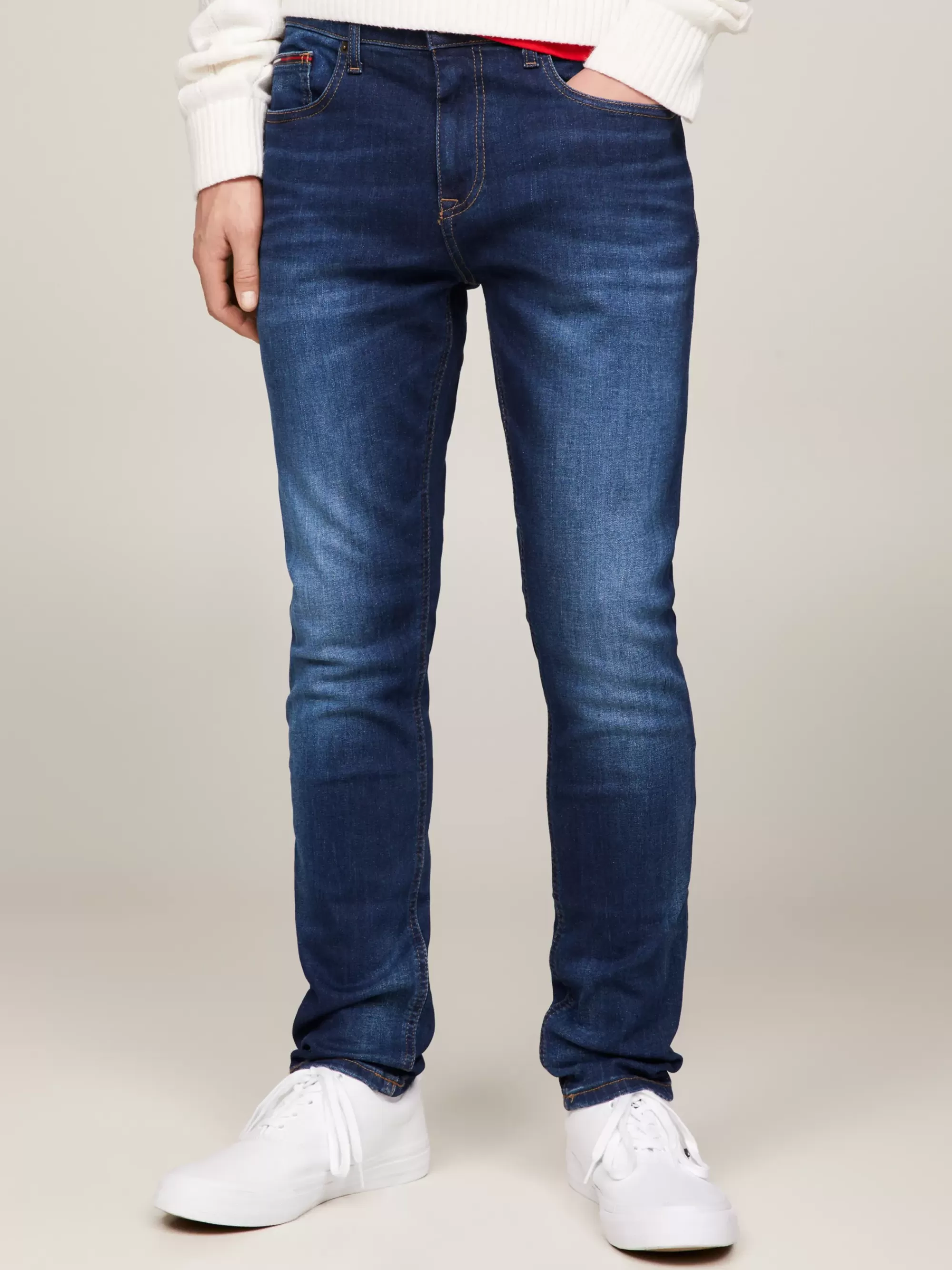 Jeans*Tommy Hilfiger Slim Fit Tapered Jeans Met Fading ASPEN DARK BLUE STRETCH