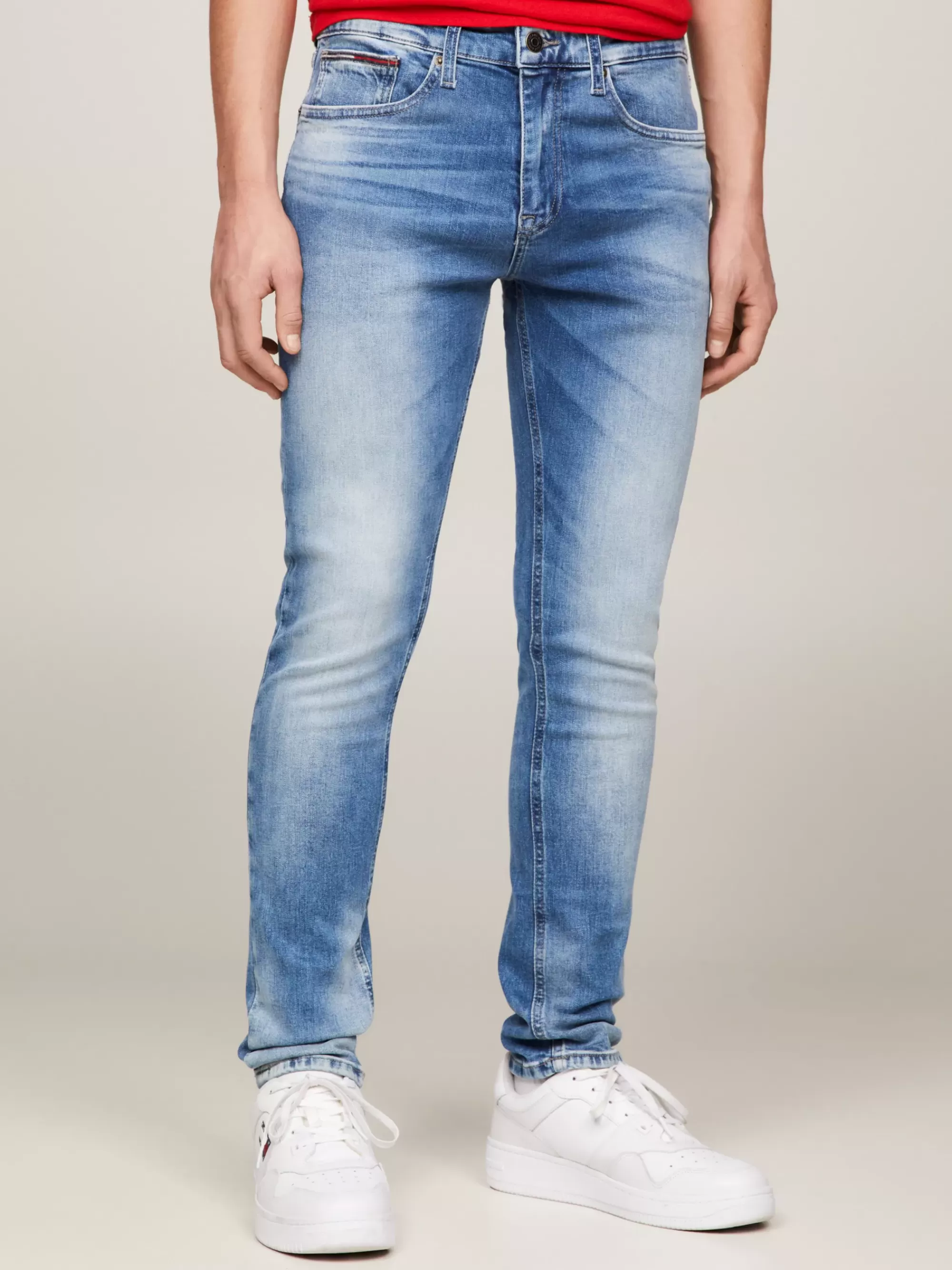 Jeans*Tommy Hilfiger Slim Fit Tapered Jeans Met Fading WILSON LIGHT BLUE STRETCH