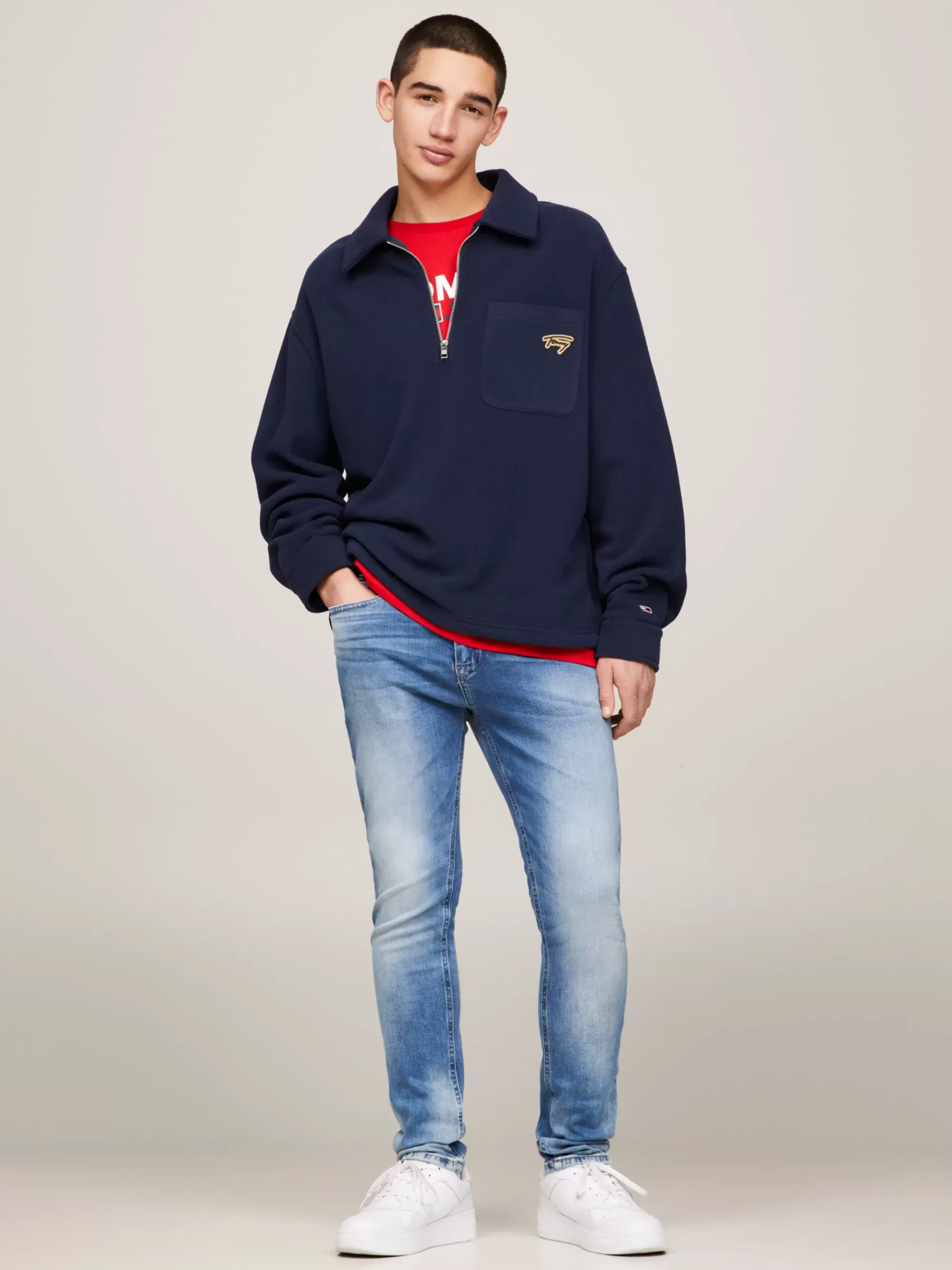 Jeans*Tommy Hilfiger Slim Fit Tapered Jeans Met Fading WILSON LIGHT BLUE STRETCH