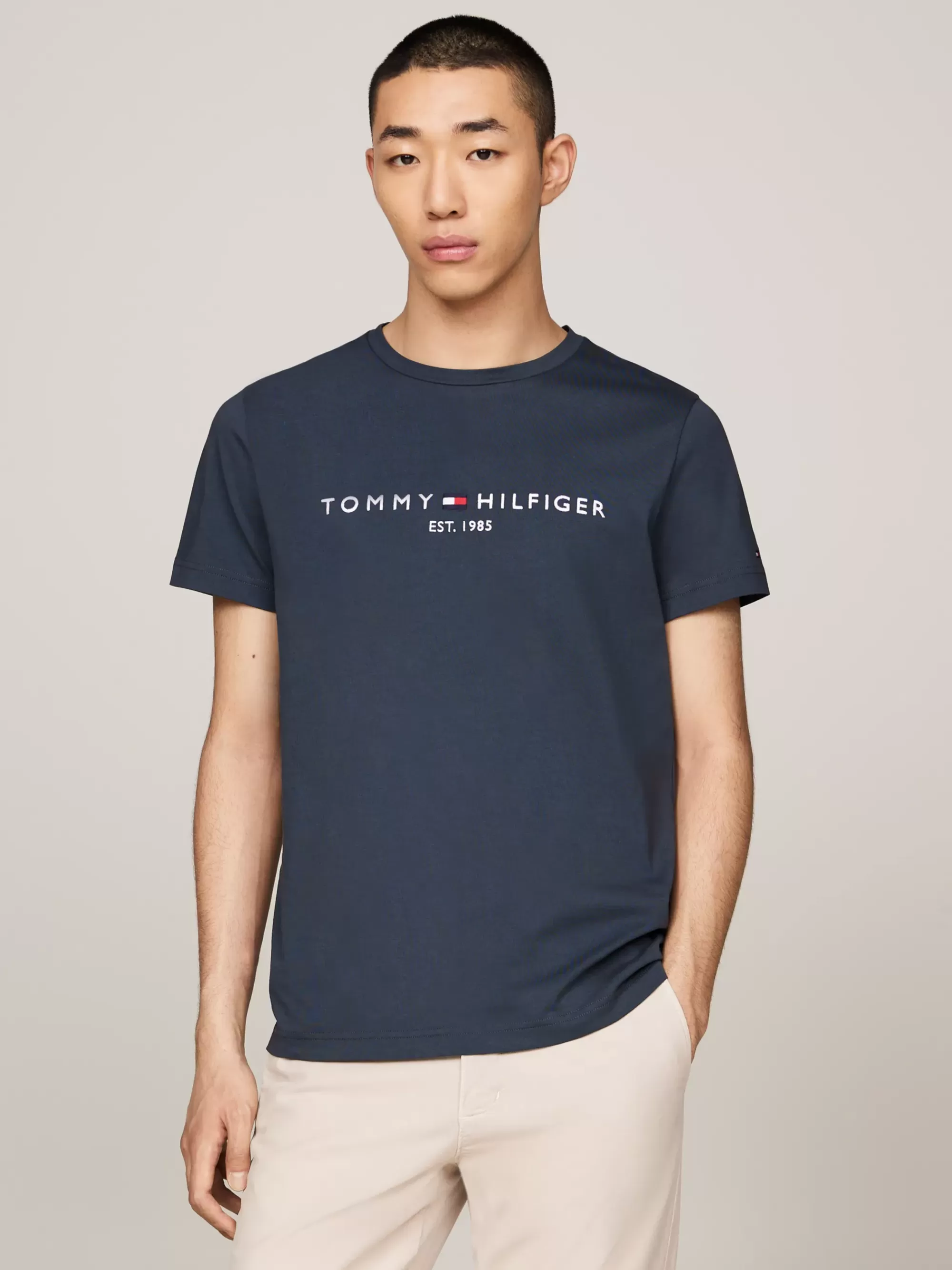 T-Shirts*Tommy Hilfiger Slim Fit T-shirt Met Geborduurd Logo MILITARY DENIM