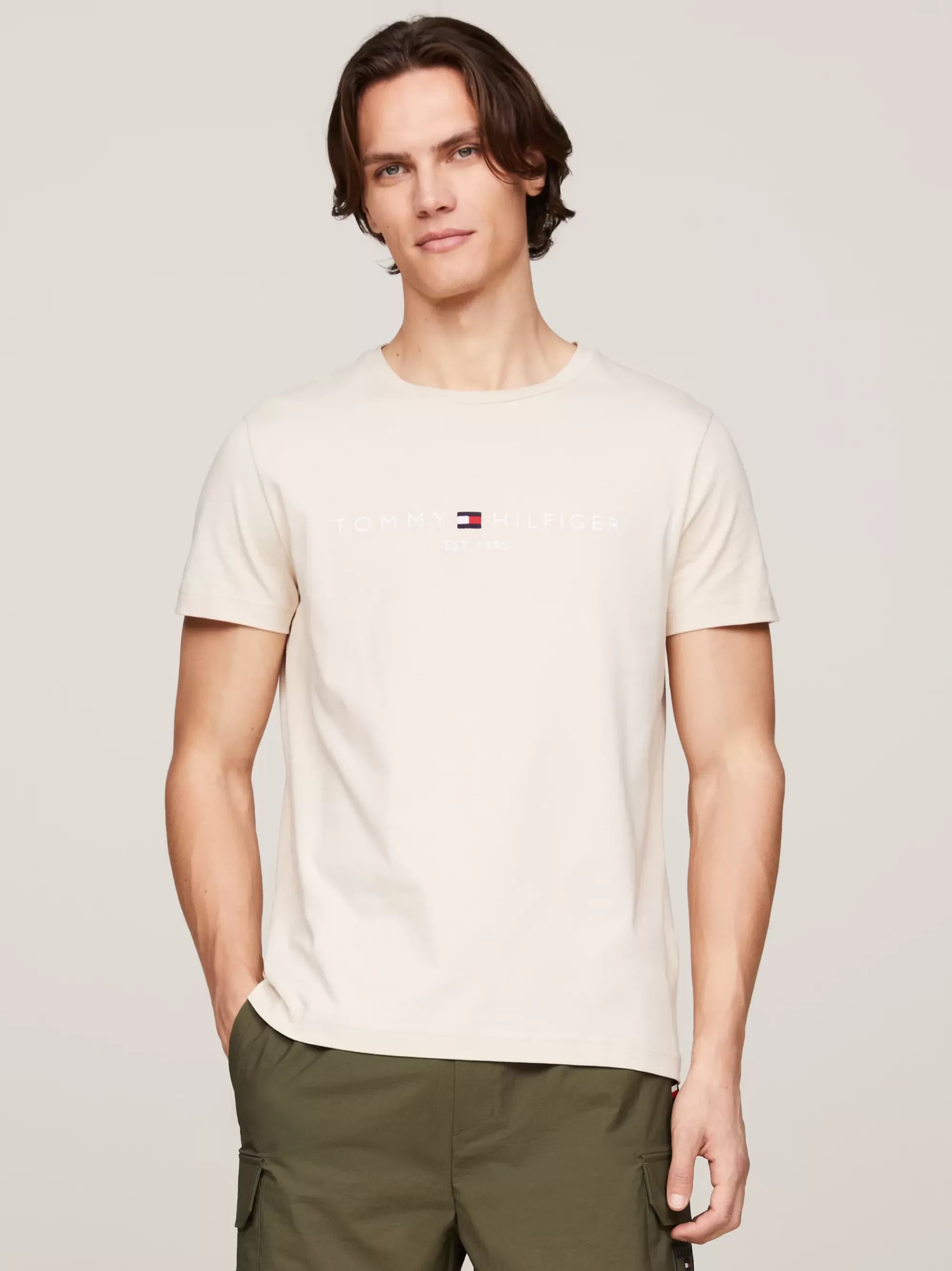 T-Shirts*Tommy Hilfiger Slim Fit T-shirt Met Geborduurd Logo CLASSIC BEIGE