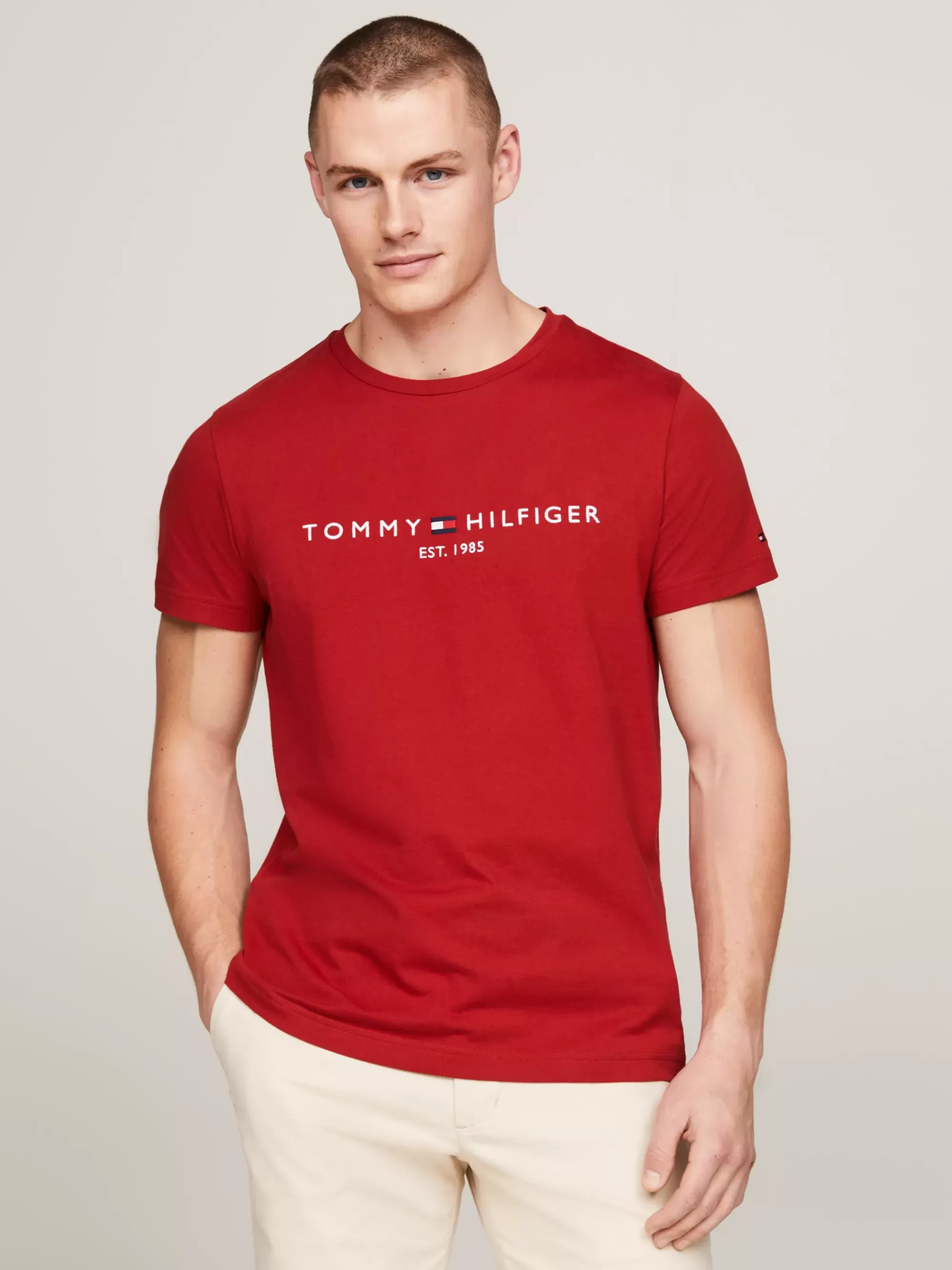 T-Shirts*Tommy Hilfiger Slim Fit T-shirt Met Geborduurd Logo DARK MAGMA