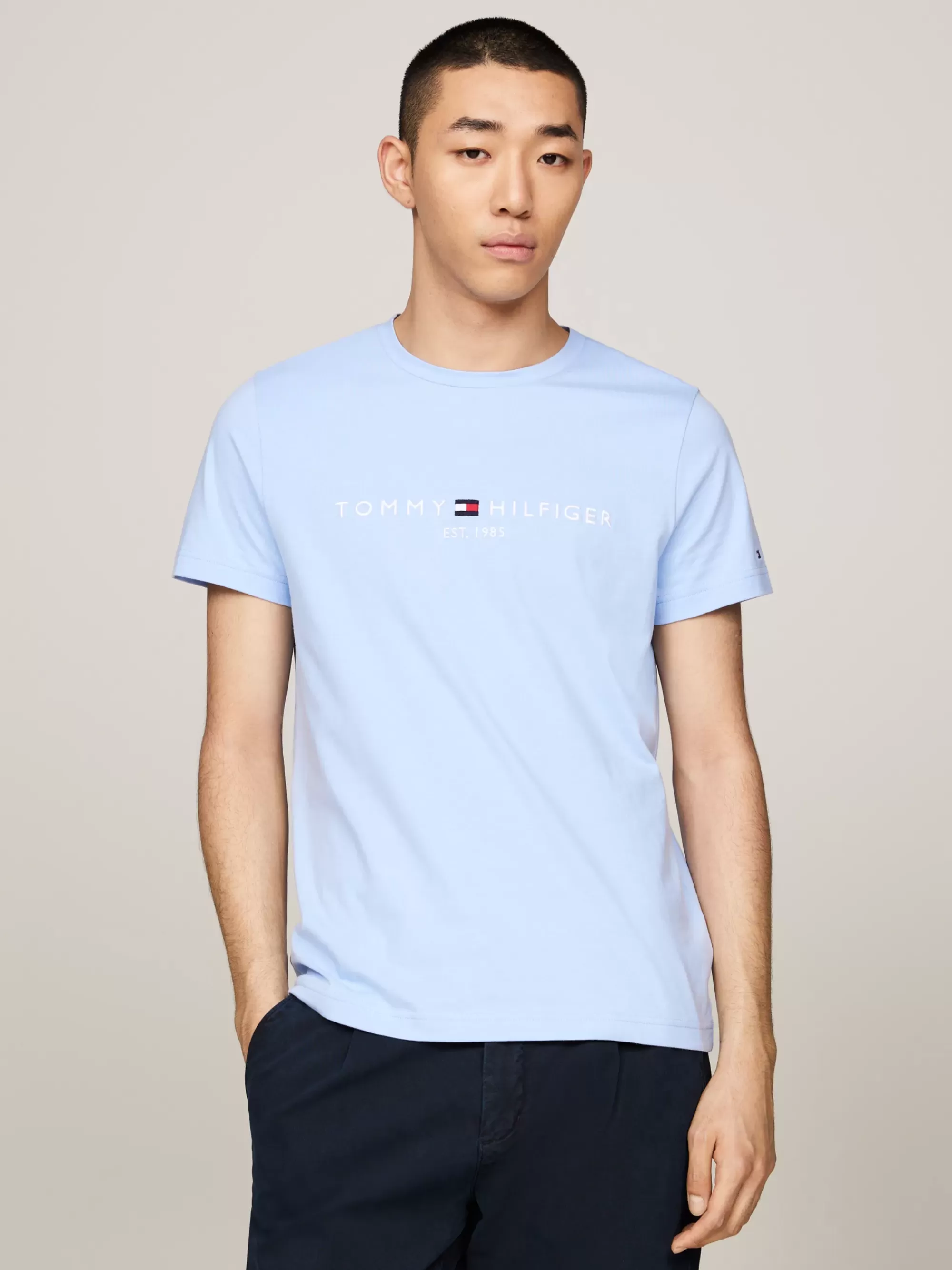 T-Shirts*Tommy Hilfiger Slim Fit T-shirt Met Geborduurd Logo VESSEL BLUE