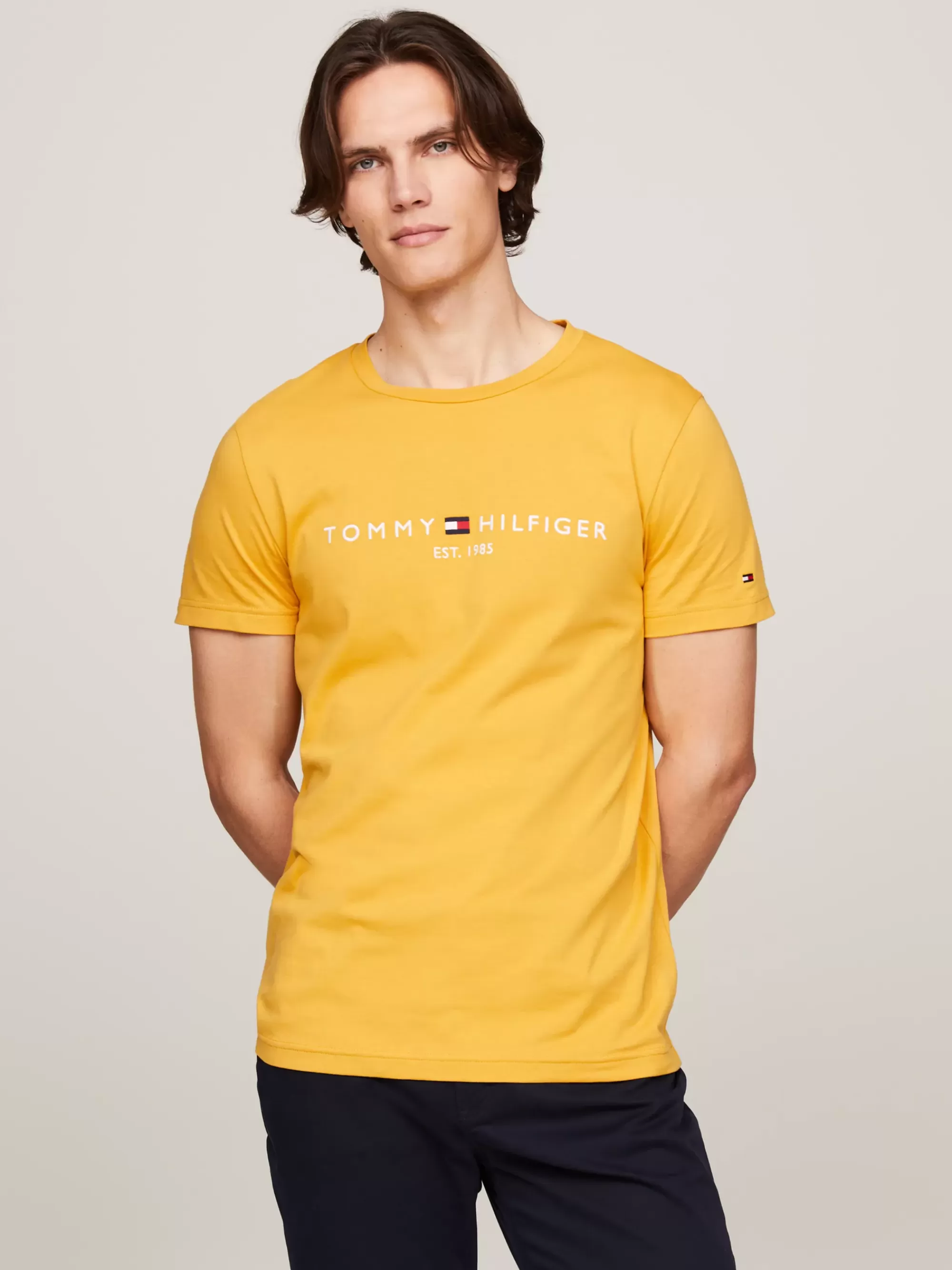 T-Shirts*Tommy Hilfiger Slim Fit T-shirt Met Geborduurd Logo CITY YELLOW