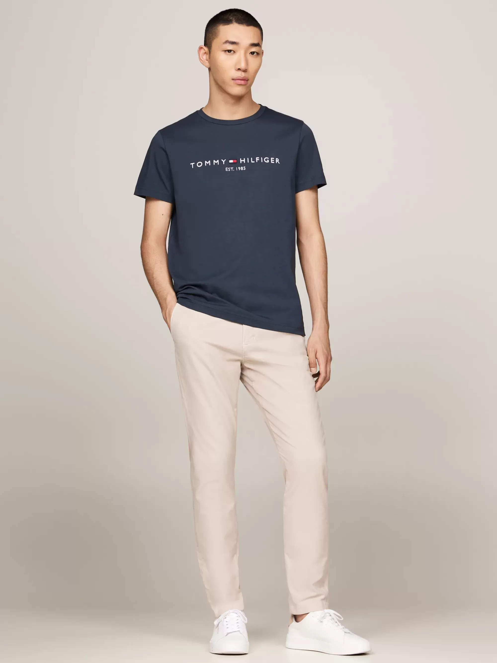 T-Shirts*Tommy Hilfiger Slim Fit T-shirt Met Geborduurd Logo MILITARY DENIM