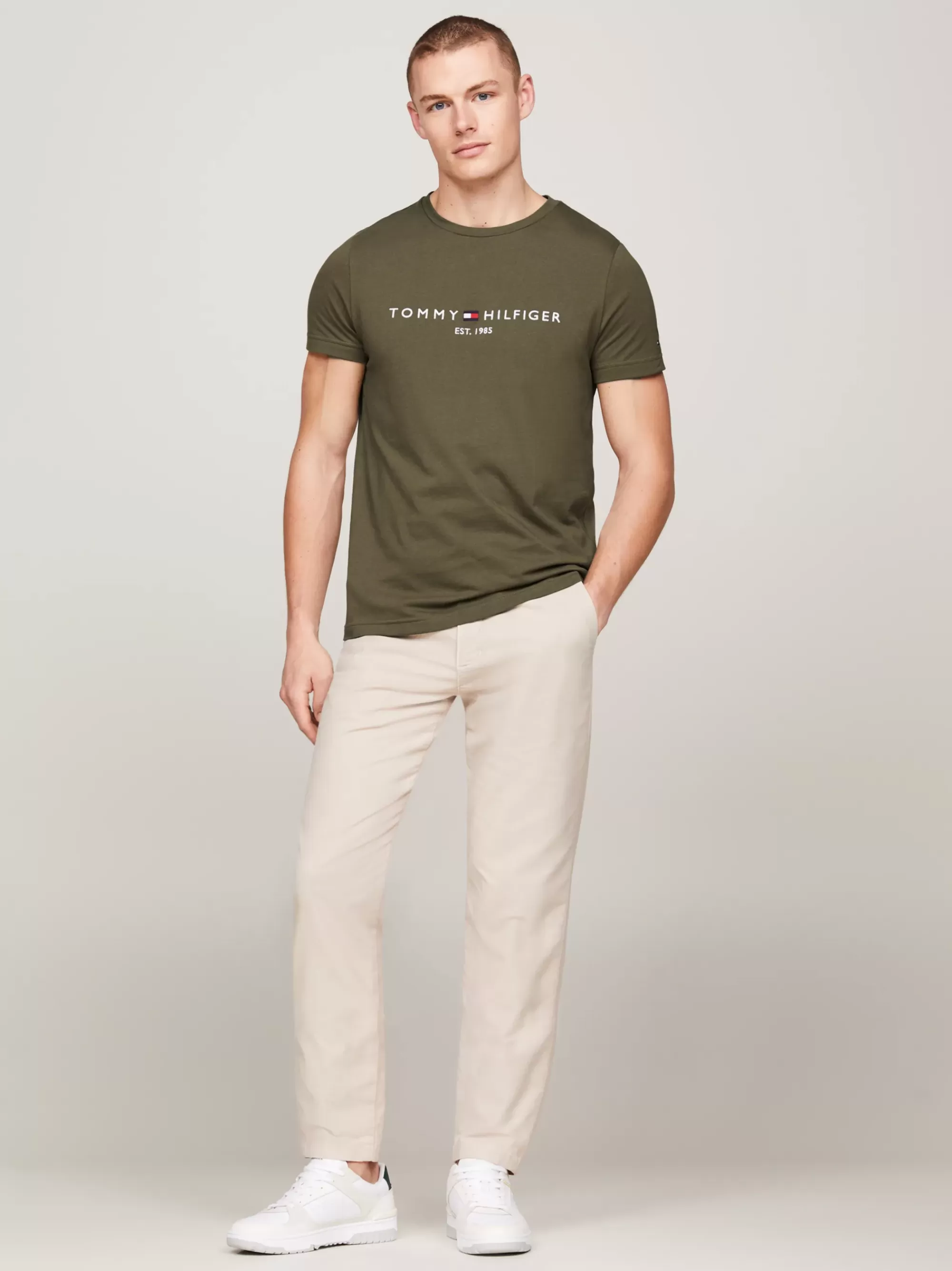 T-Shirts*Tommy Hilfiger Slim Fit T-shirt Met Geborduurd Logo ARMY GREEN