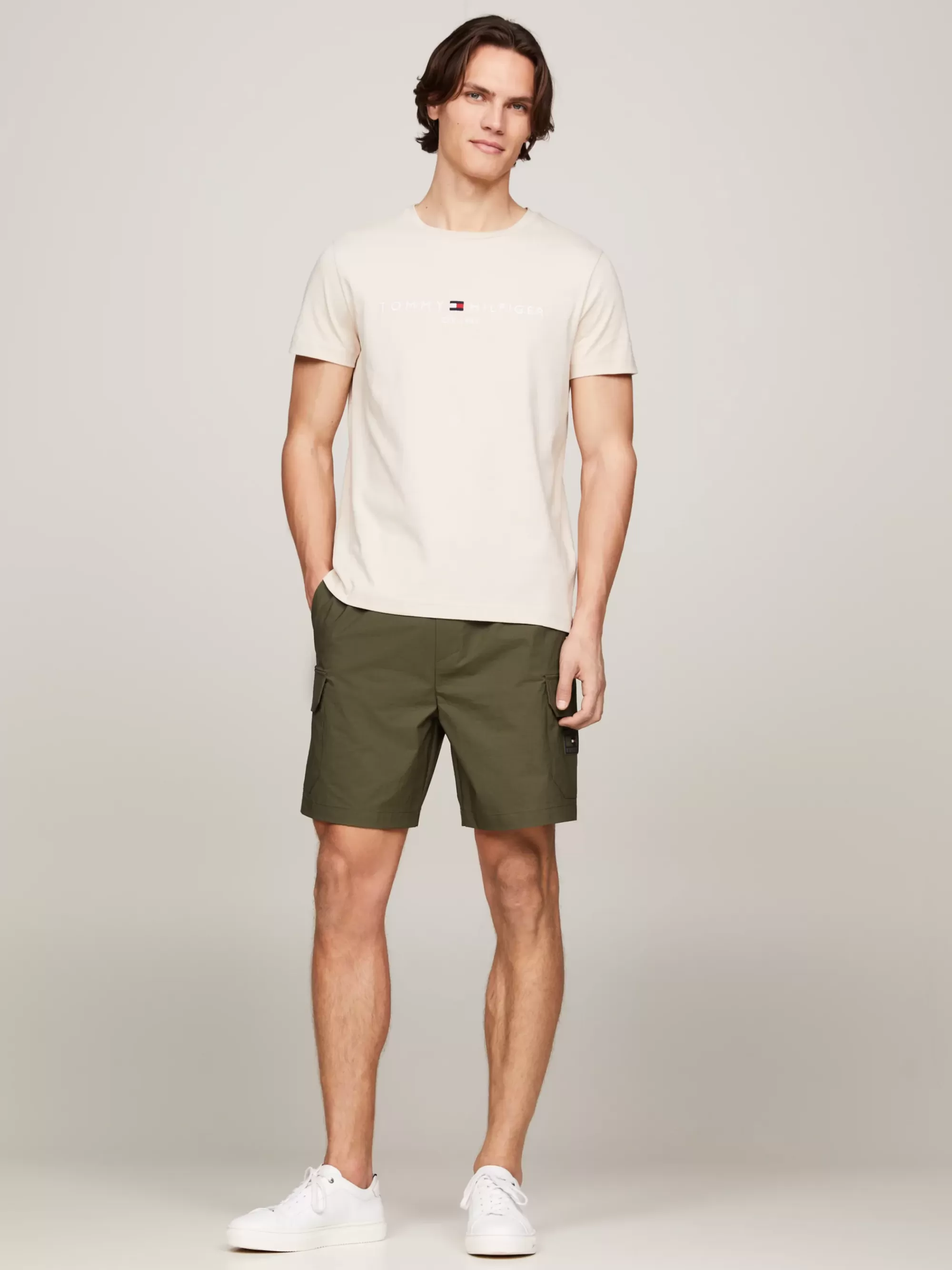 T-Shirts*Tommy Hilfiger Slim Fit T-shirt Met Geborduurd Logo CLASSIC BEIGE