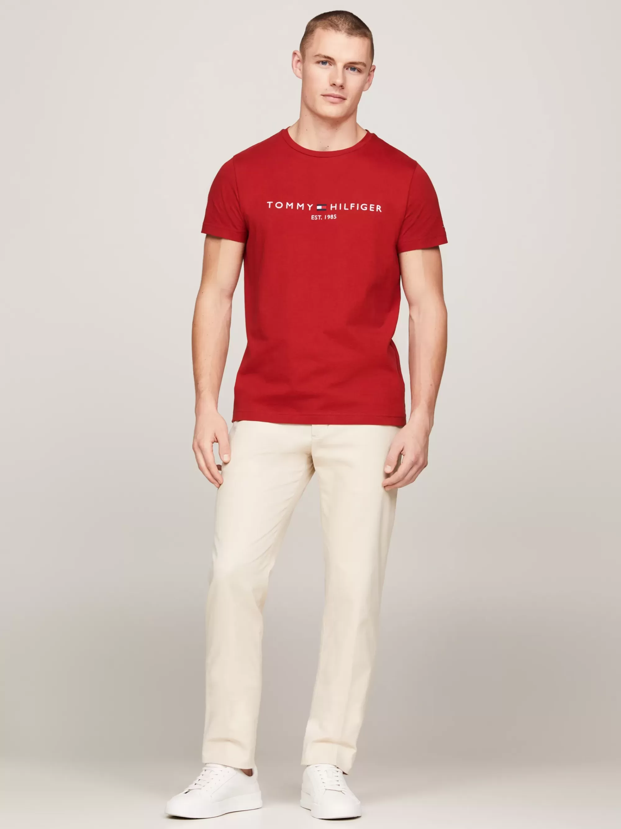 T-Shirts*Tommy Hilfiger Slim Fit T-shirt Met Geborduurd Logo DARK MAGMA