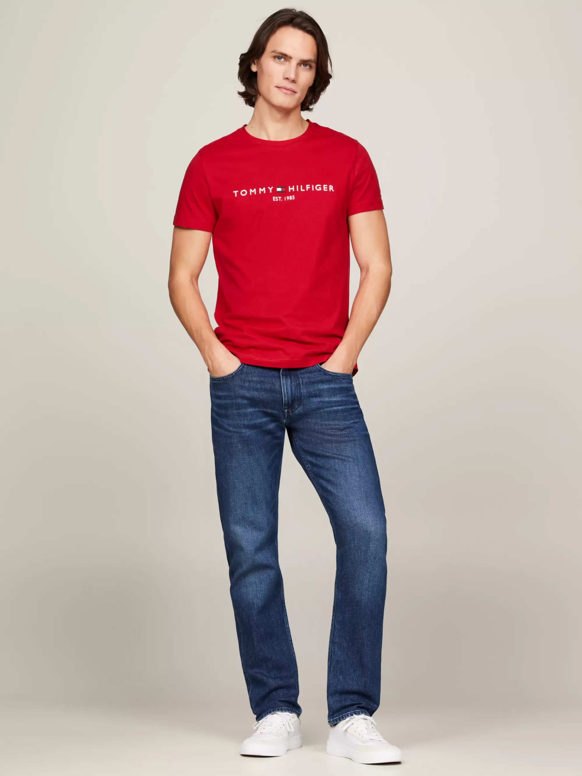 T-Shirts*Tommy Hilfiger Slim Fit T-shirt Met Geborduurd Logo PRIMARY RED
