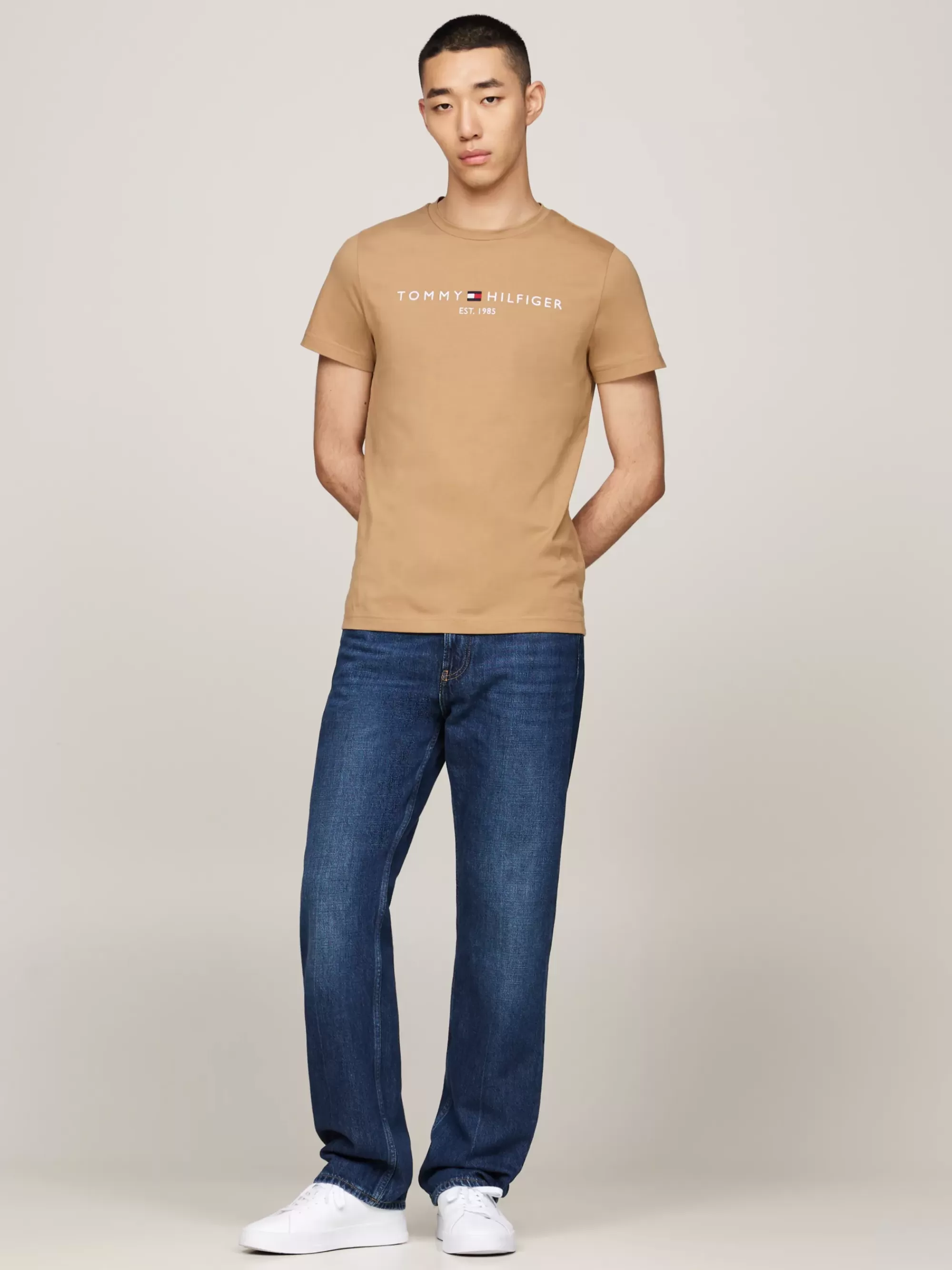 T-Shirts*Tommy Hilfiger Slim Fit T-shirt Met Geborduurd Logo SAFARI CANVAS