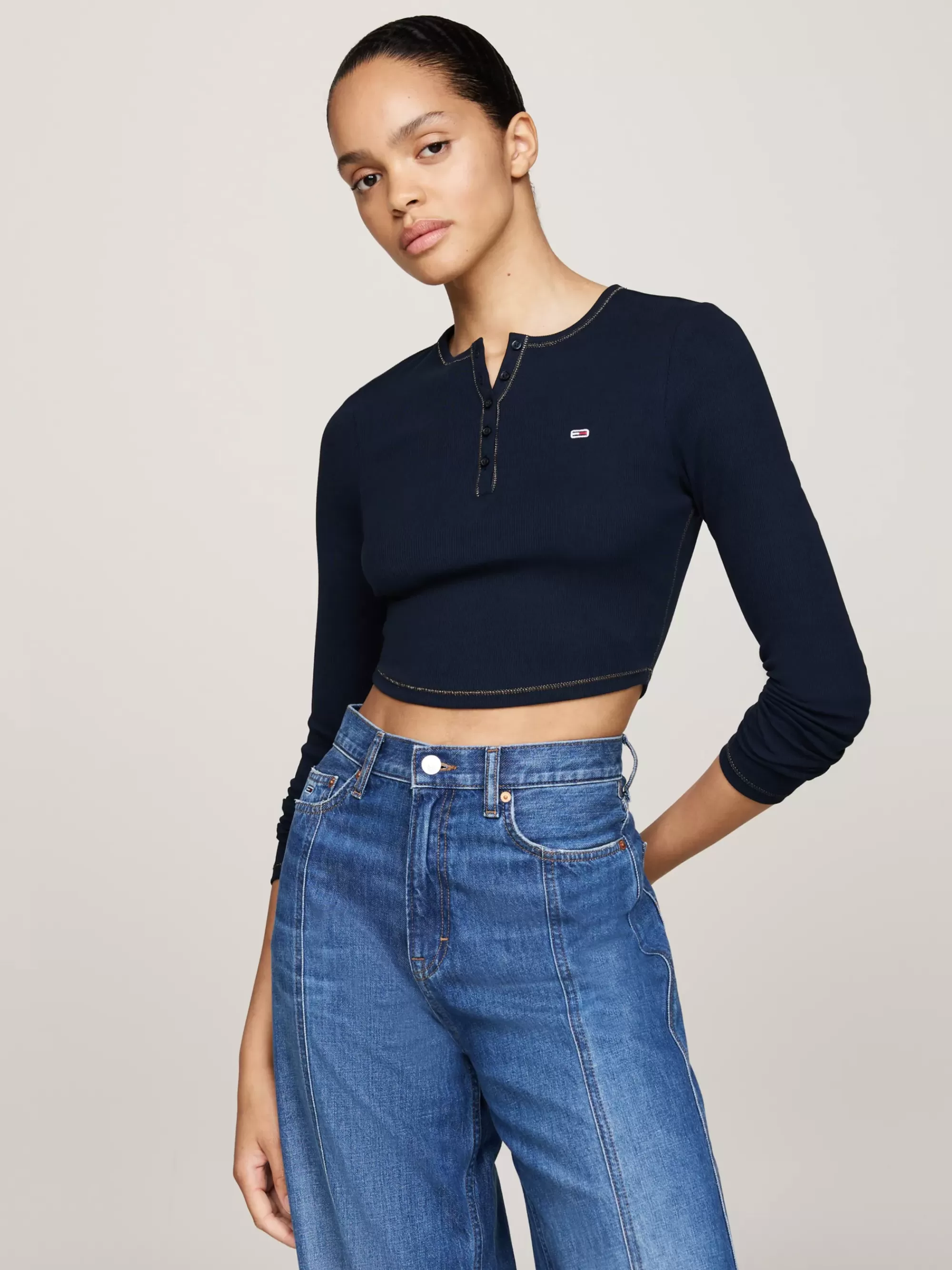 T-Shirts*Tommy Hilfiger Slim Fit T-shirt Met Lange Mouwen DARK NIGHT NAVY