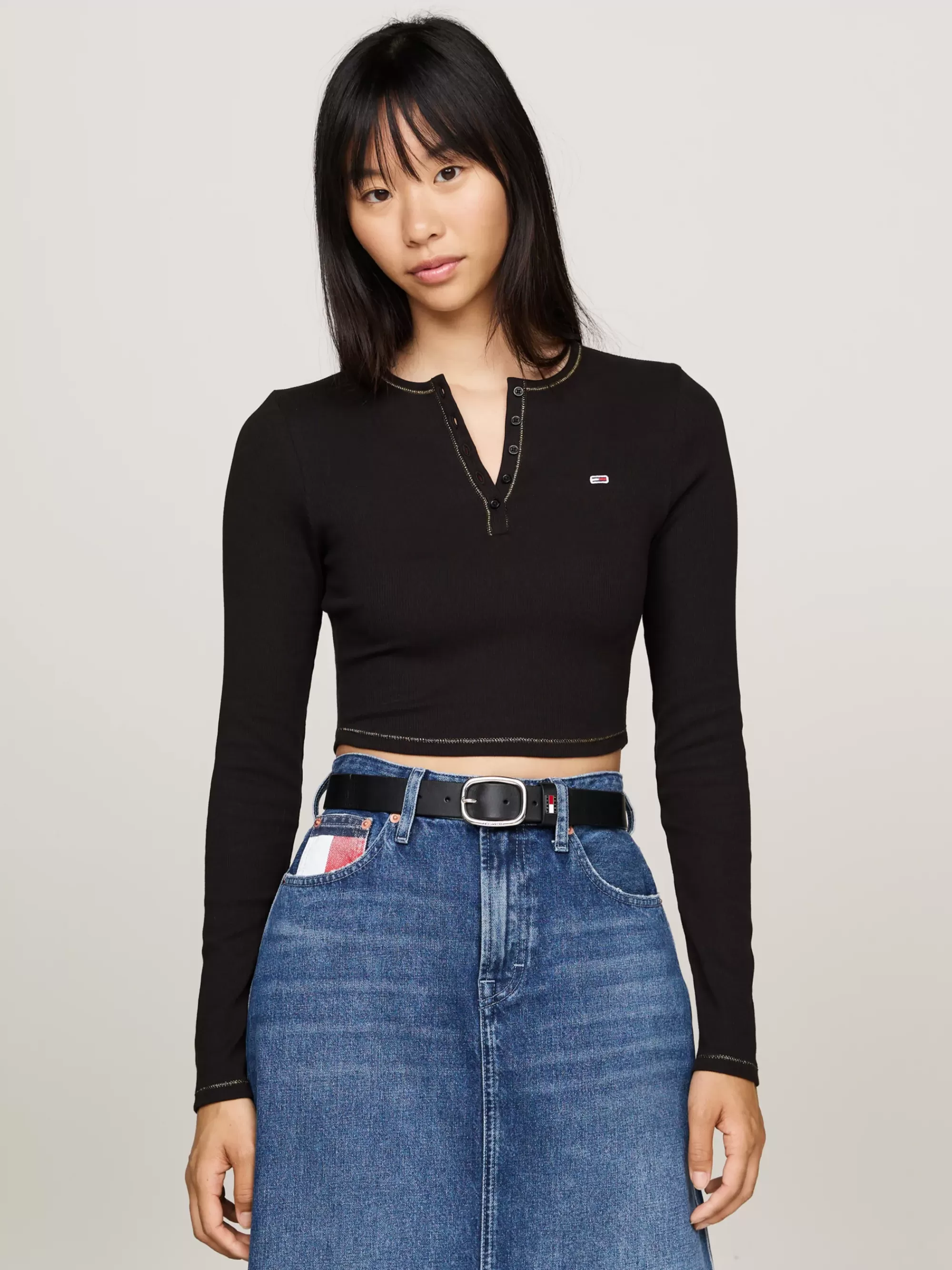 T-Shirts*Tommy Hilfiger Slim Fit T-shirt Met Lange Mouwen BLACK