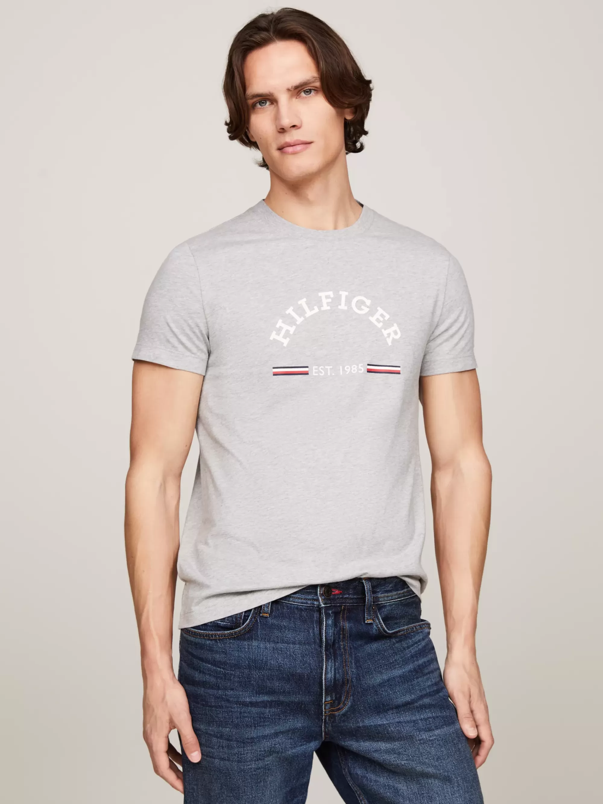 T-Shirts*Tommy Hilfiger Slim Fit T-shirt Met Logo LIGHT GREY HEATHER