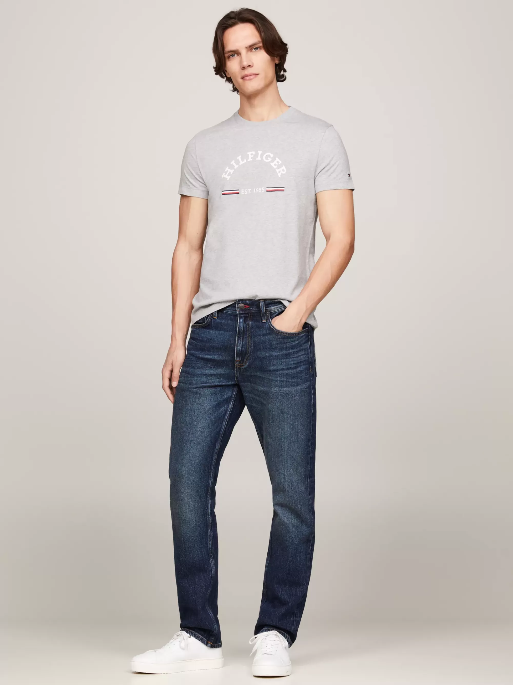 T-Shirts*Tommy Hilfiger Slim Fit T-shirt Met Logo LIGHT GREY HEATHER