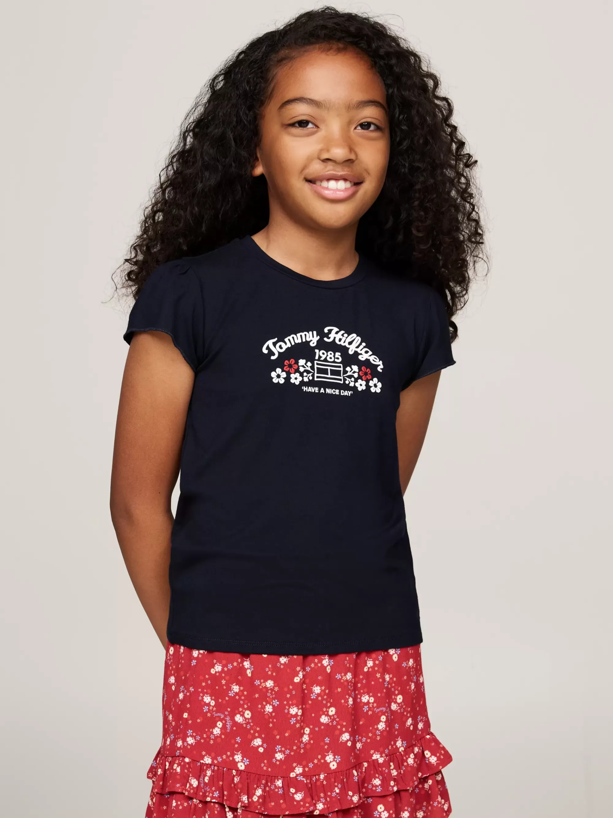 Tops & T-Shirts*Tommy Hilfiger Slim Fit T-shirt Met Logoprint Met Bloemen DESERT SKY