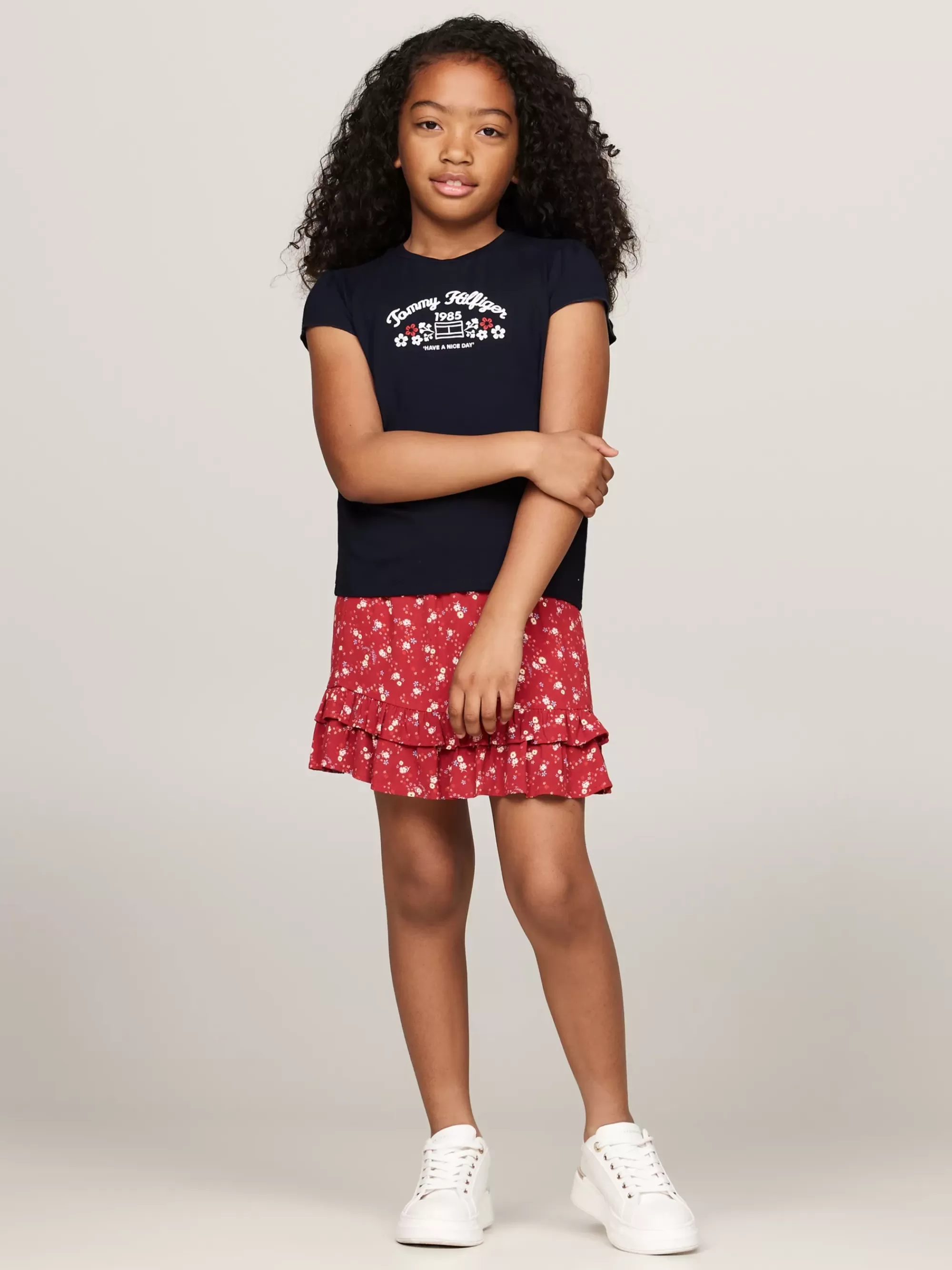 Tops & T-Shirts*Tommy Hilfiger Slim Fit T-shirt Met Logoprint Met Bloemen DESERT SKY