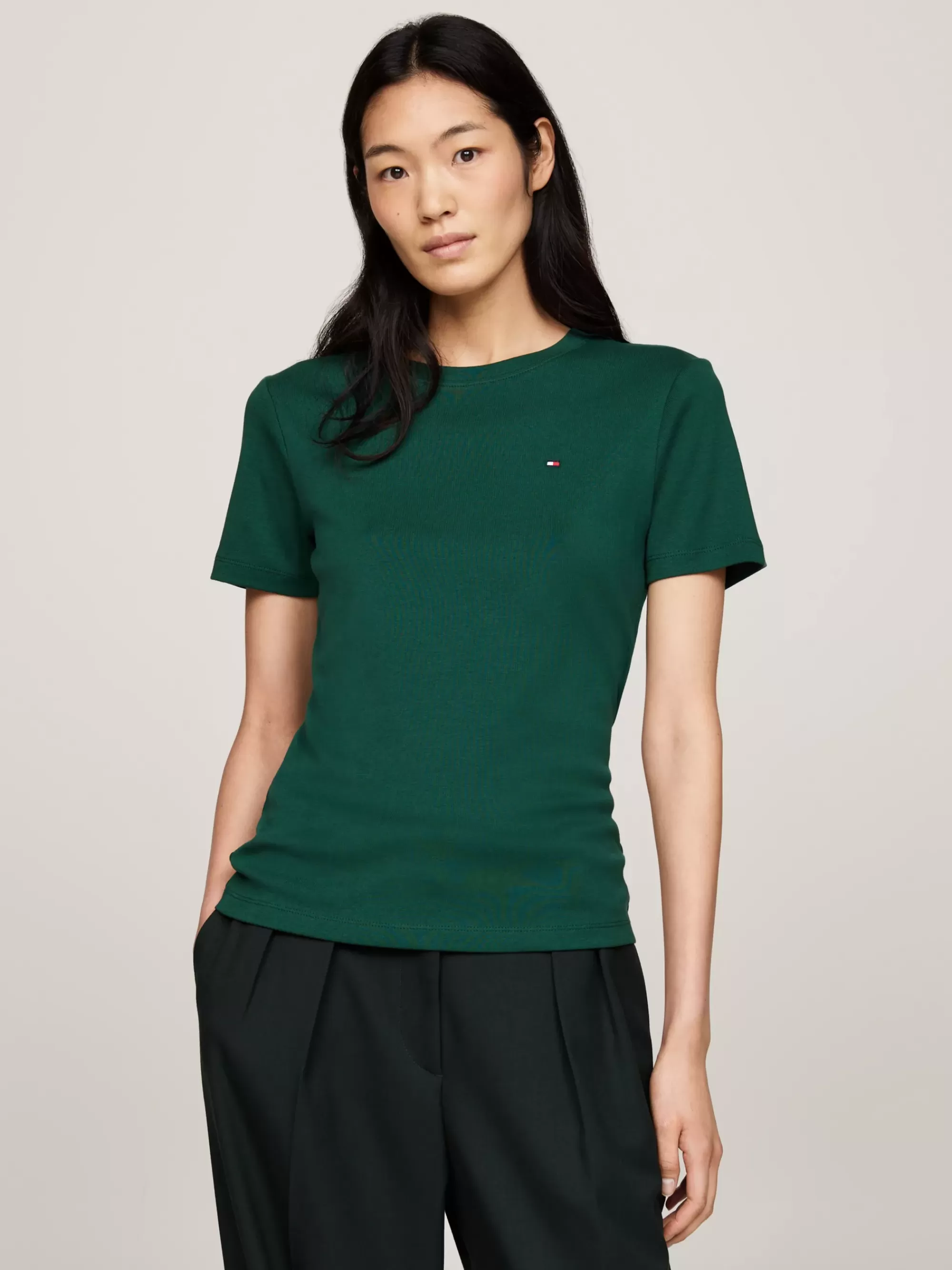 T-Shirts*Tommy Hilfiger Slim Fit T-shirt Met Ronde Hals ORNAMENTAL GREEN