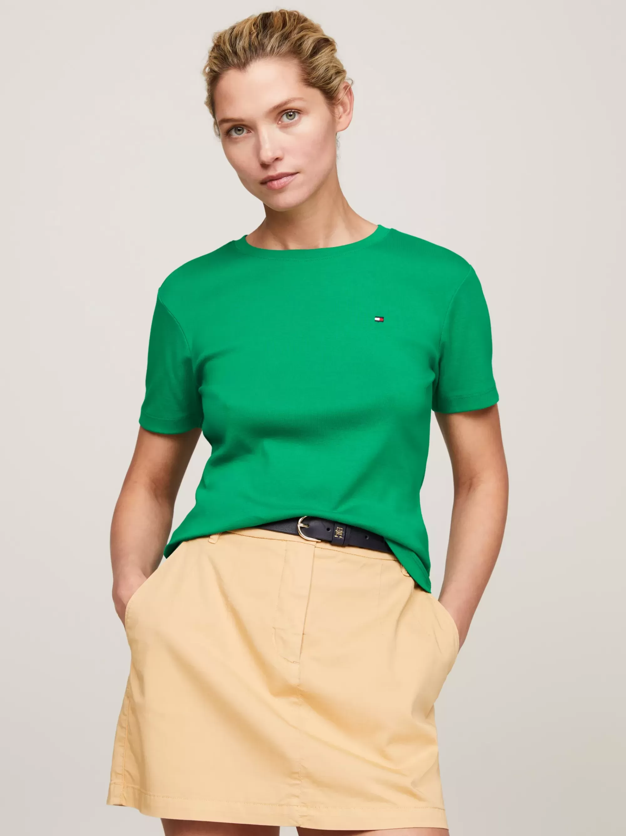 T-Shirts*Tommy Hilfiger Slim Fit T-shirt Met Ronde Hals OLYMPIC GREEN