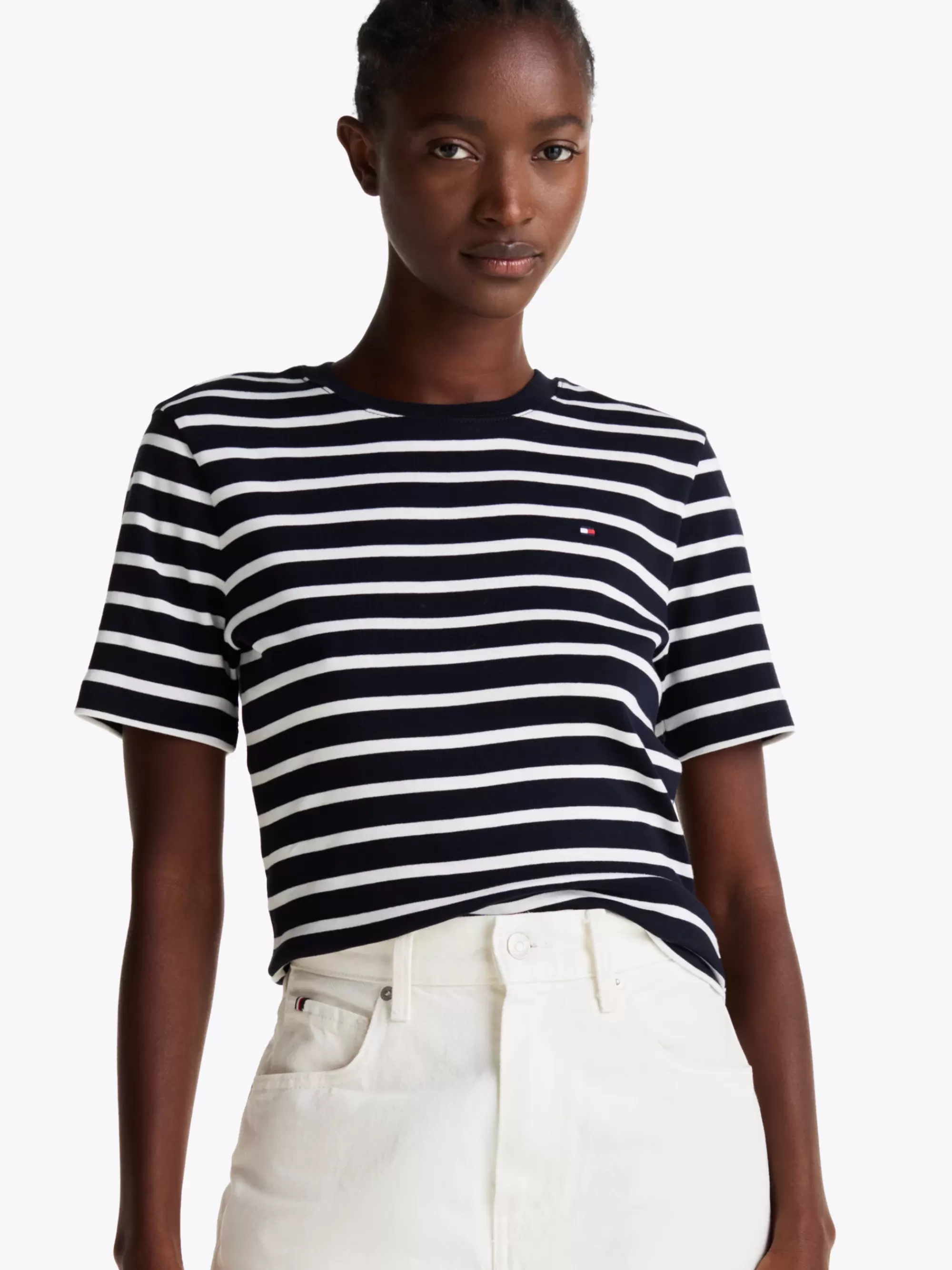 T-Shirts*Tommy Hilfiger Slim Fit T-shirt Met Ronde Hals BRETON DESERT SKY/ECRU