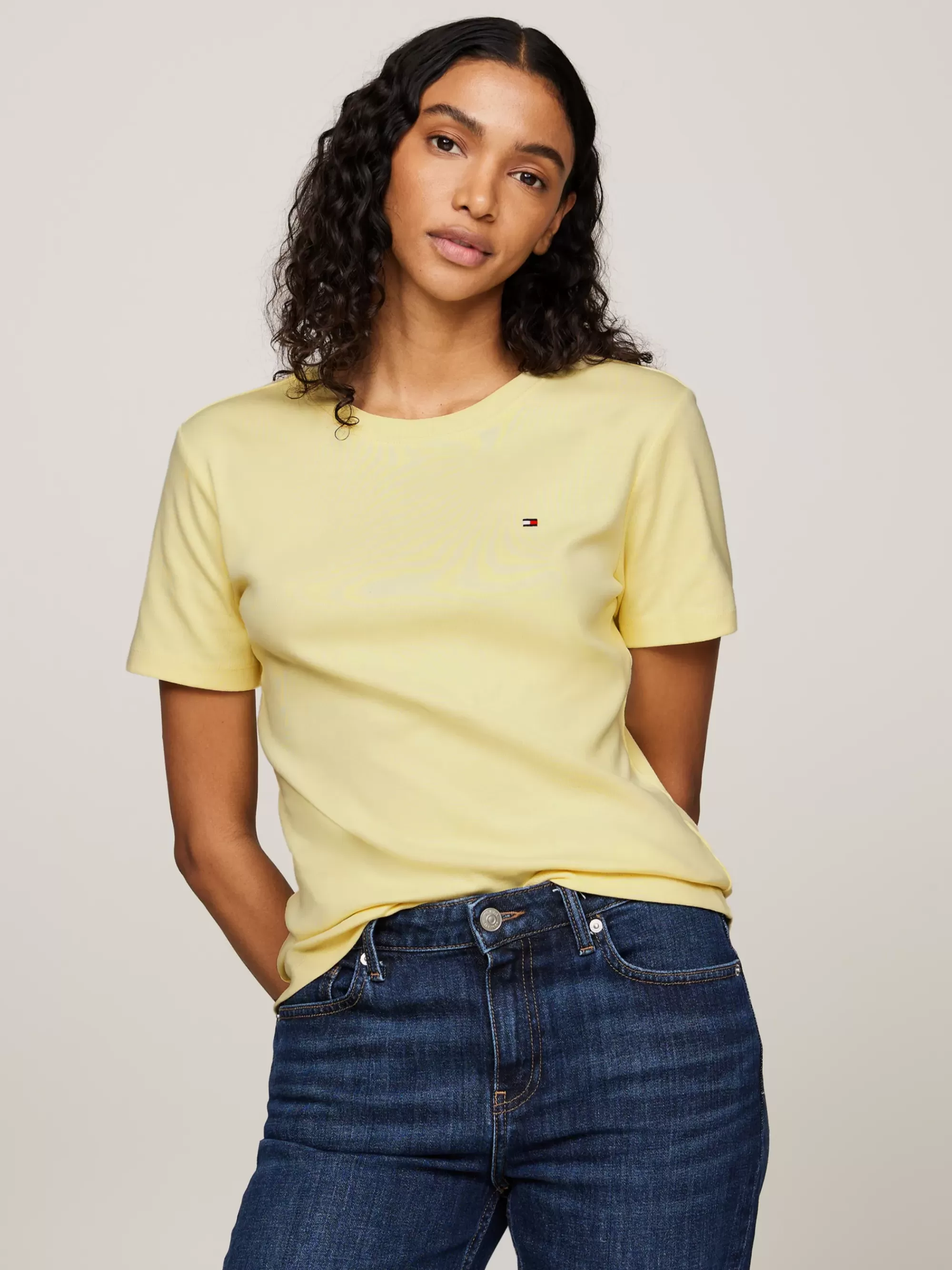 T-Shirts*Tommy Hilfiger Slim Fit T-shirt Met Ronde Hals LEMON ZEST