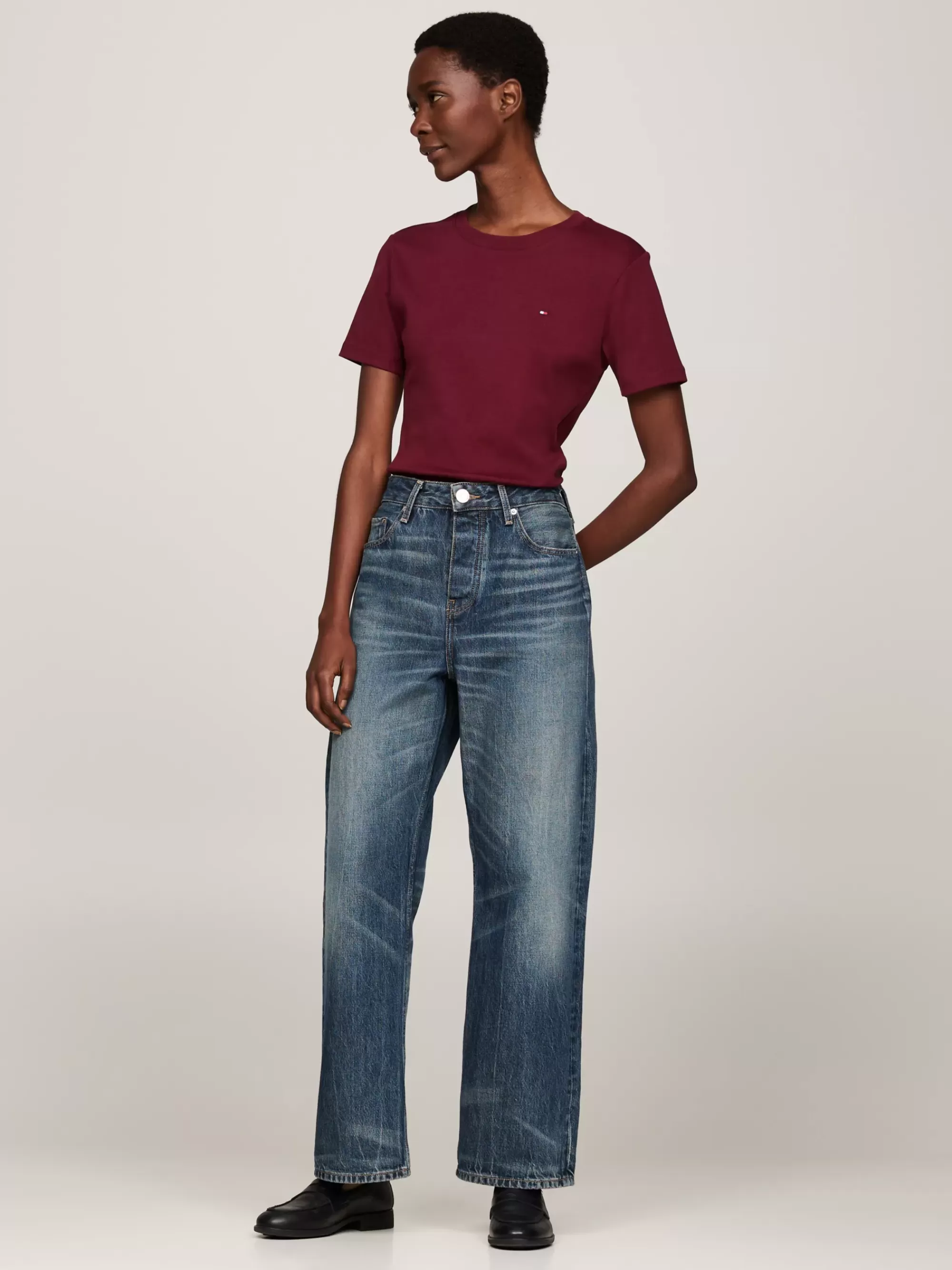 T-Shirts*Tommy Hilfiger Slim Fit T-shirt Met Ronde Hals DEEP ROUGE