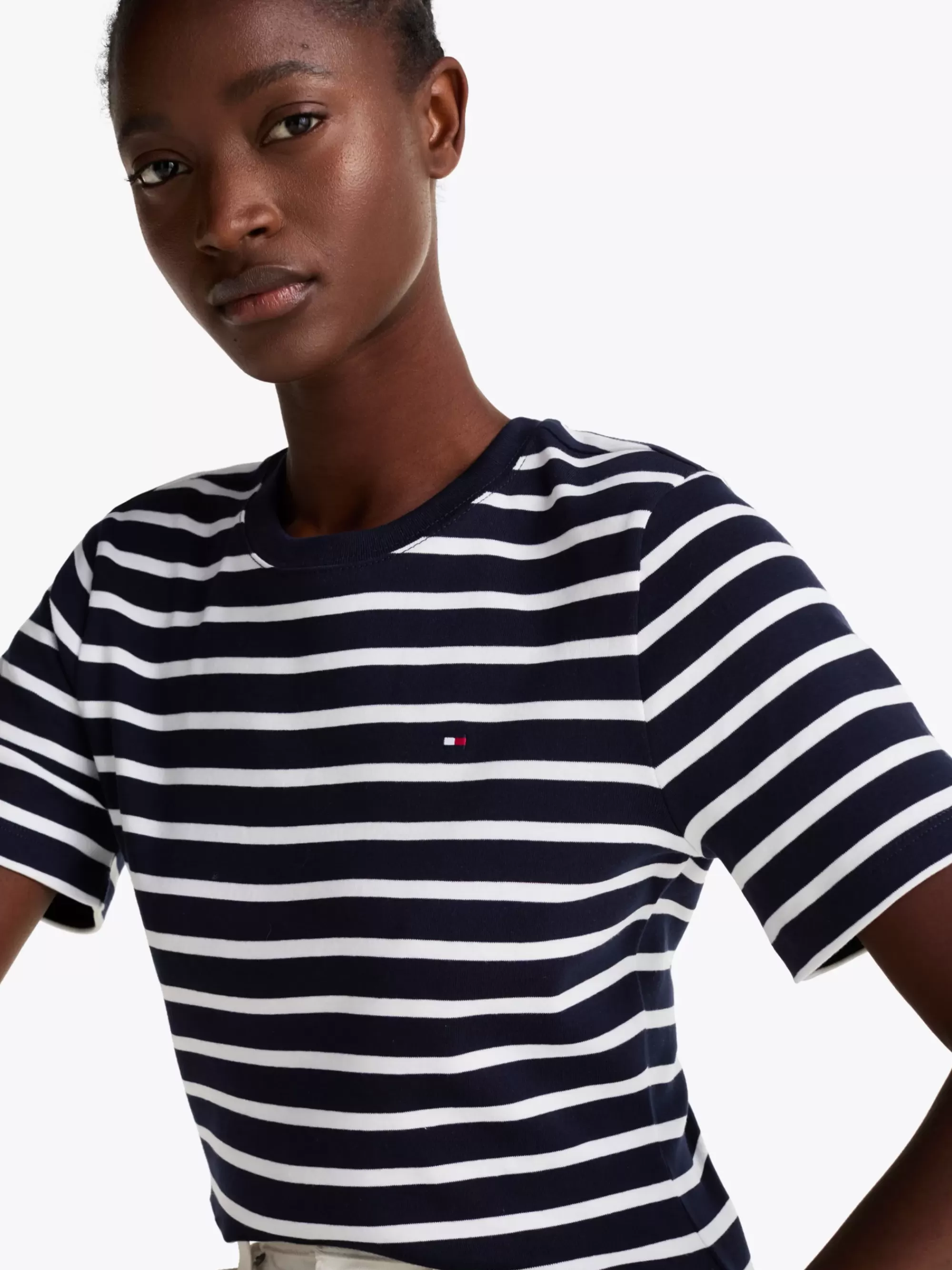 T-Shirts*Tommy Hilfiger Slim Fit T-shirt Met Ronde Hals BRETON DESERT SKY/ECRU
