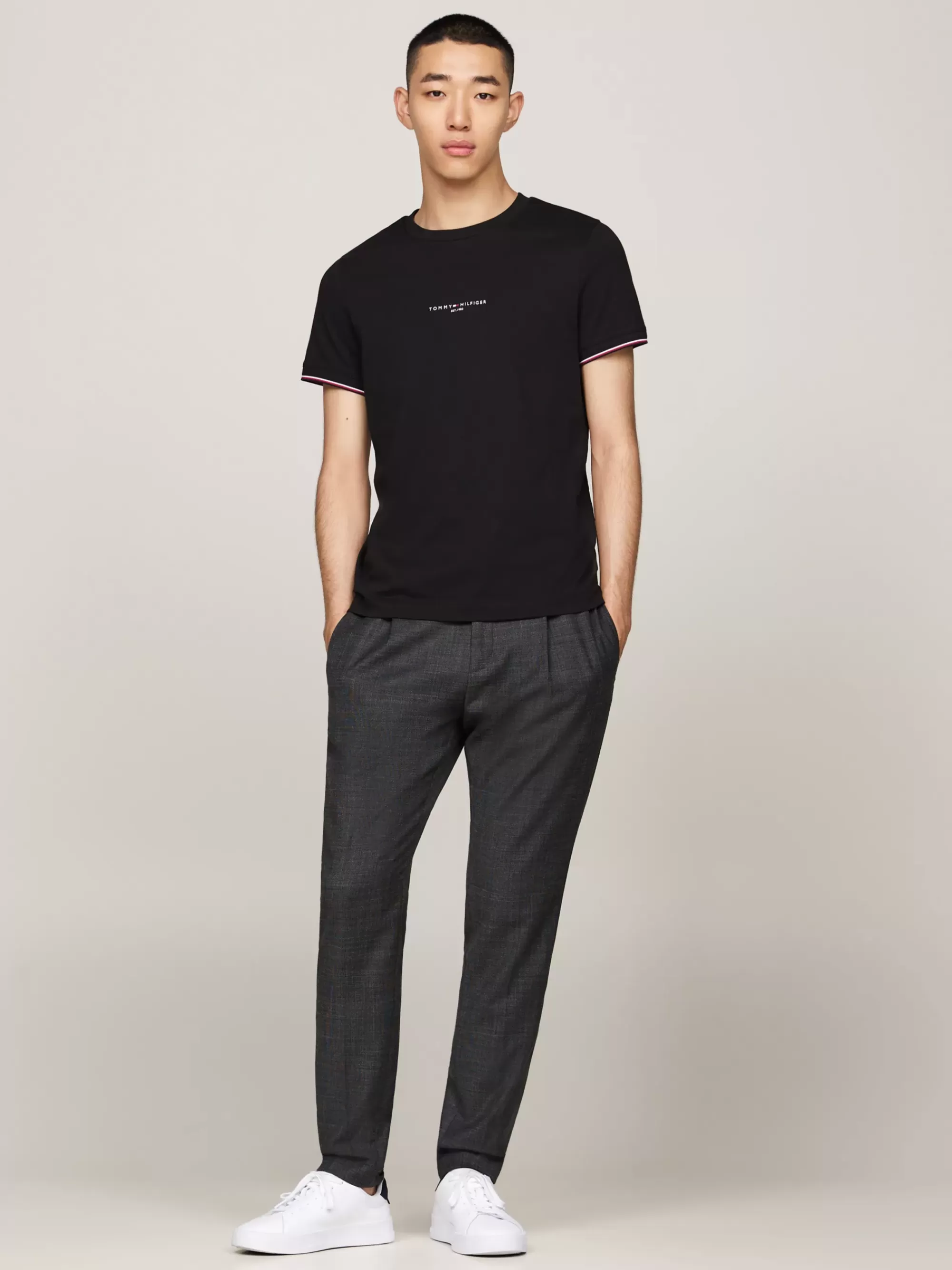 T-Shirts*Tommy Hilfiger Slim Fit T-shirt Met Signature-randen BLACK