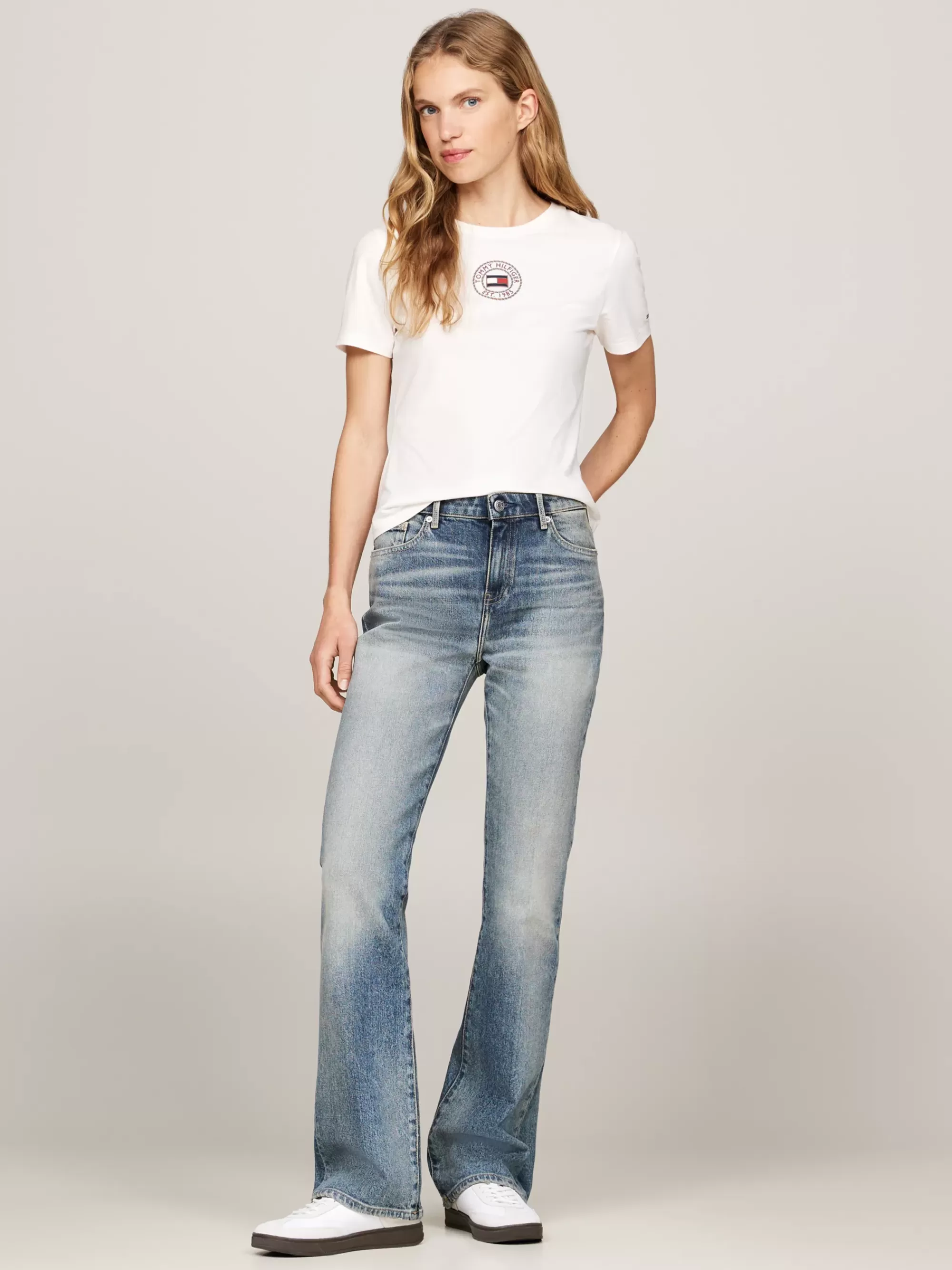 T-Shirts*Tommy Hilfiger Slim Fit T-shirt Met Stempellogo ANCIENT WHITE