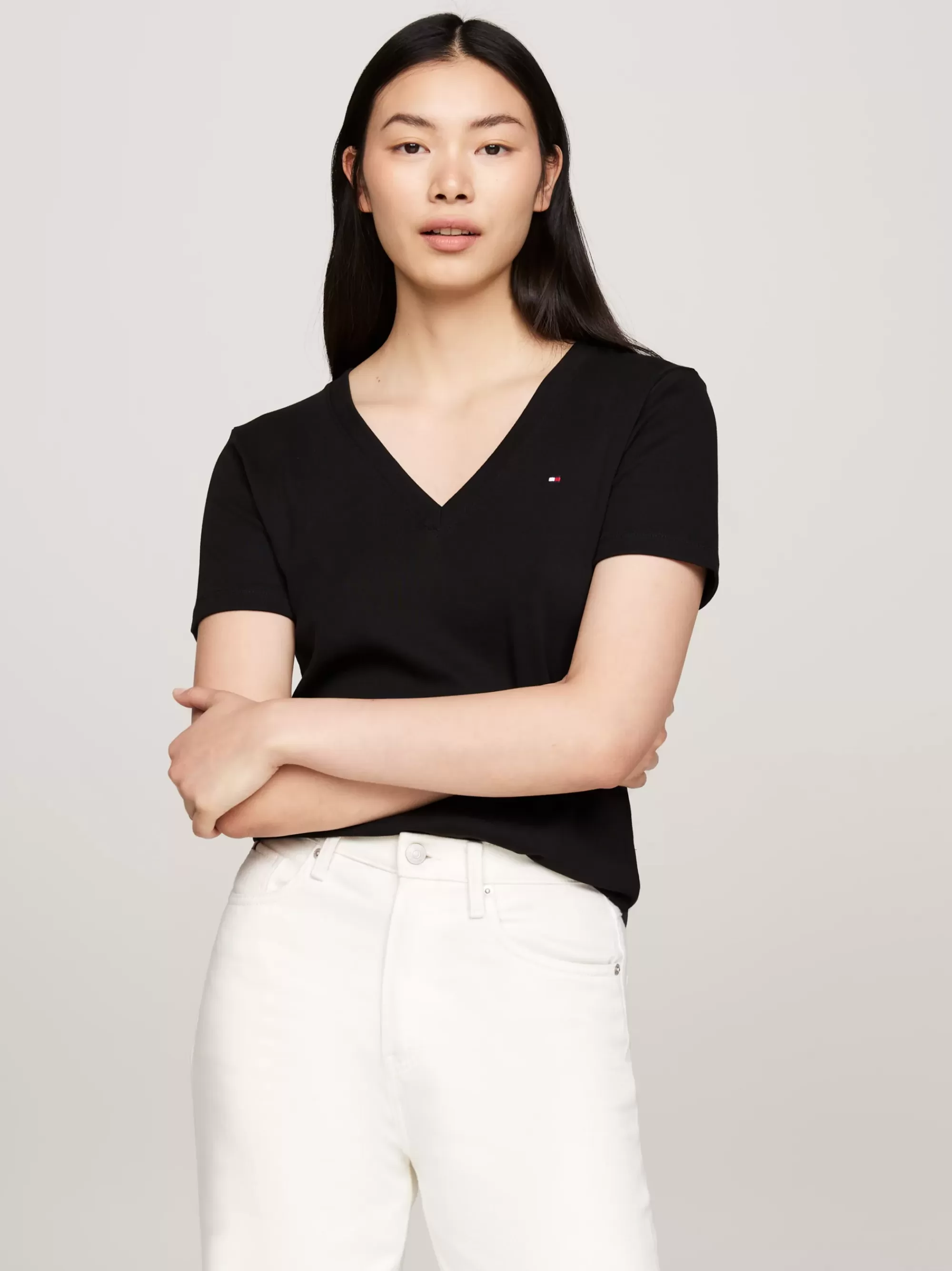 T-Shirts*Tommy Hilfiger Slim Fit T-shirt Met V-hals BLACK