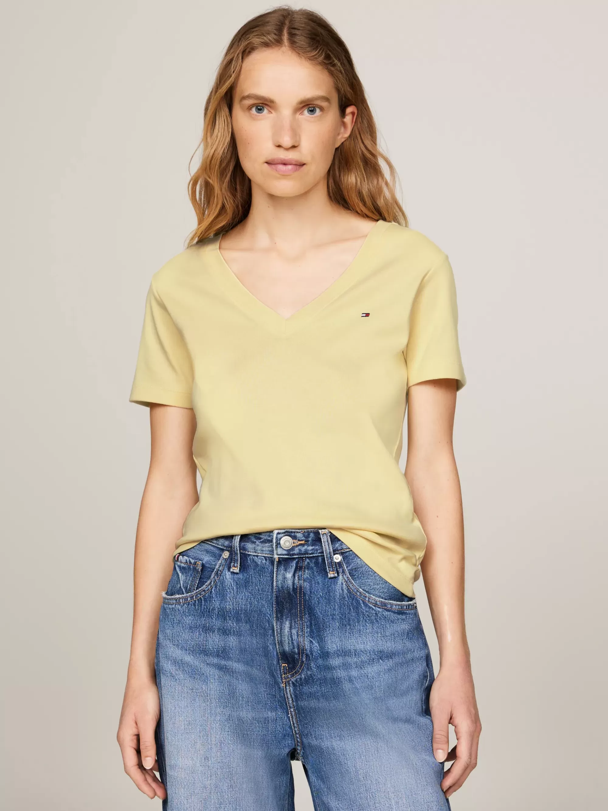T-Shirts*Tommy Hilfiger Slim Fit T-shirt Met V-hals LEMON ZEST