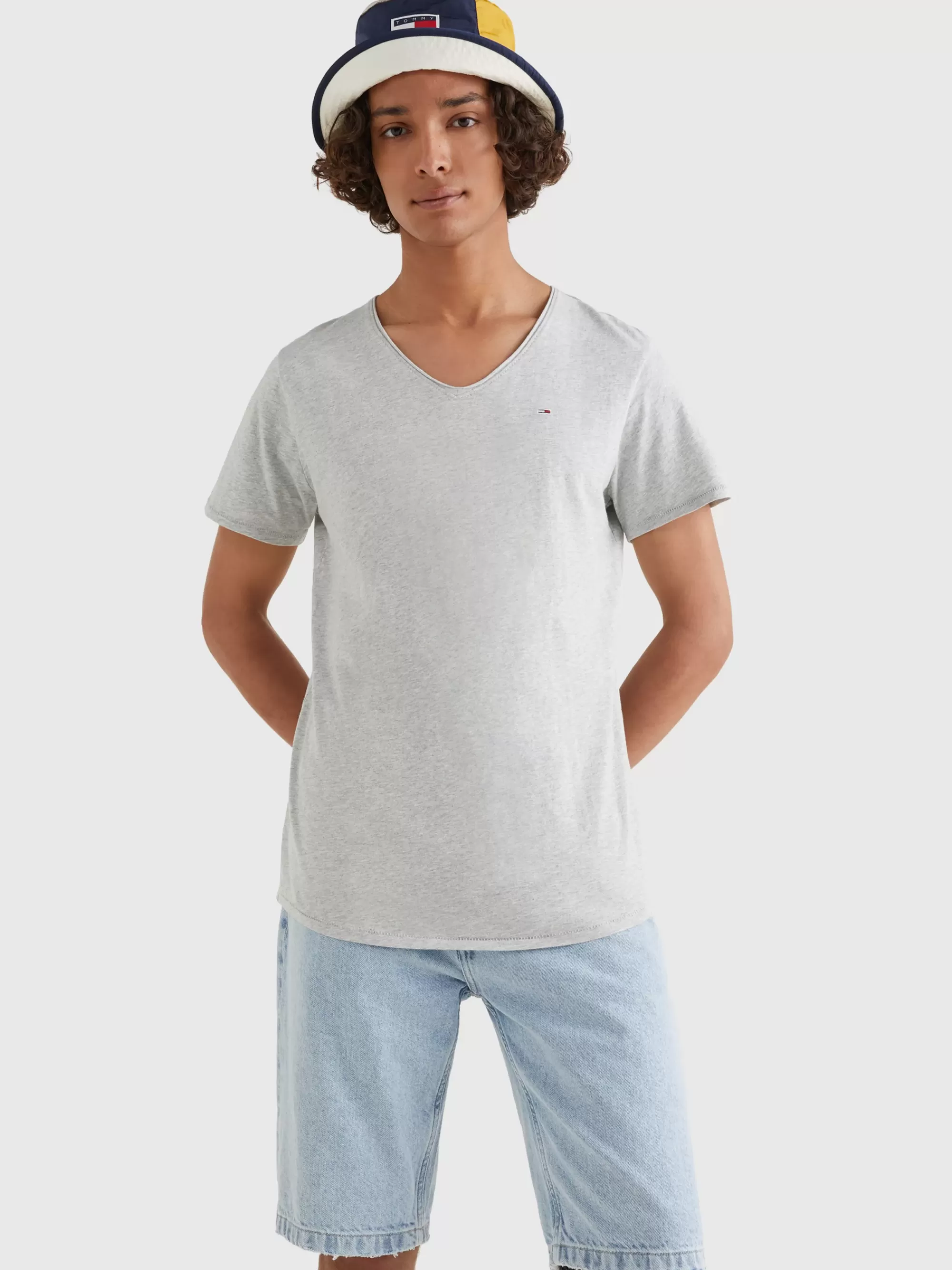 T-Shirts*Tommy Hilfiger Slim Fit T-shirt Met V-hals LT GREY HTR