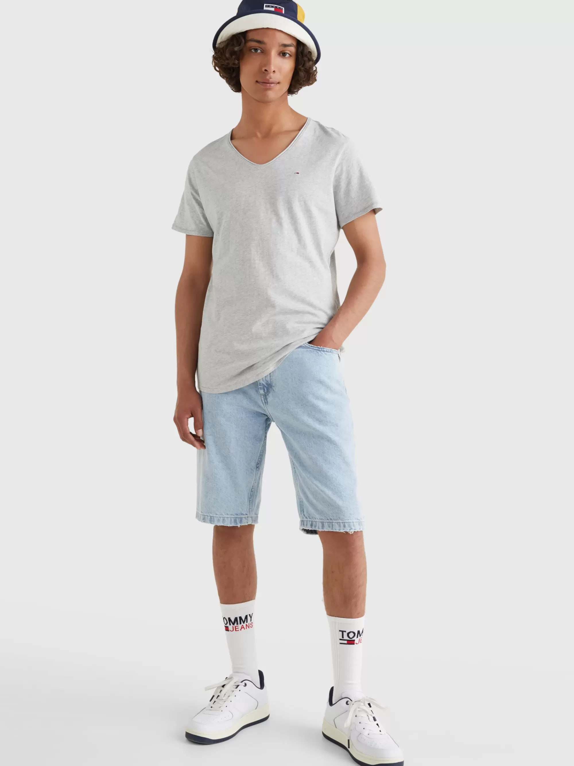 T-Shirts*Tommy Hilfiger Slim Fit T-shirt Met V-hals LT GREY HTR