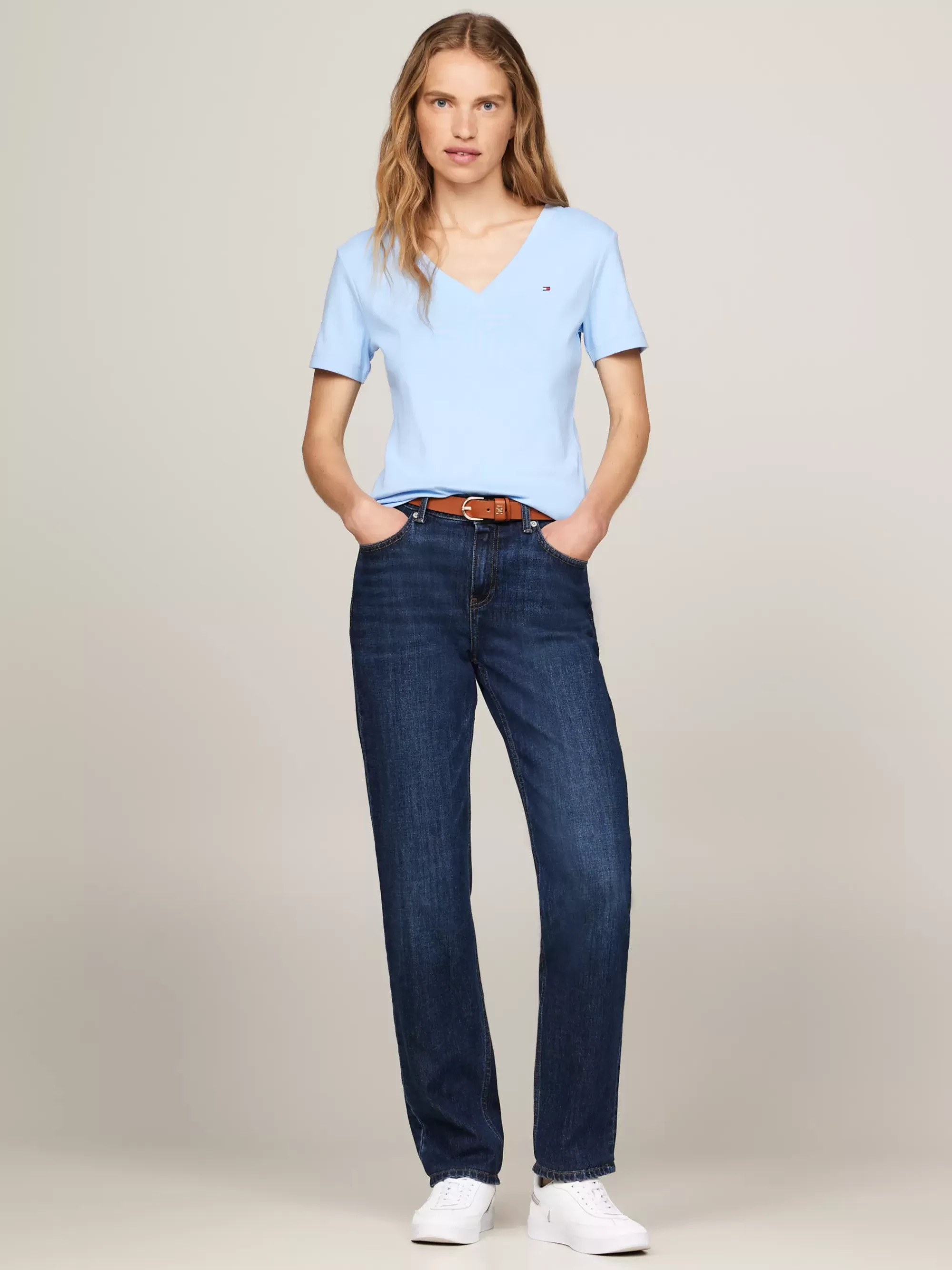 T-Shirts*Tommy Hilfiger Slim Fit T-shirt Met V-hals VESSEL BLUE