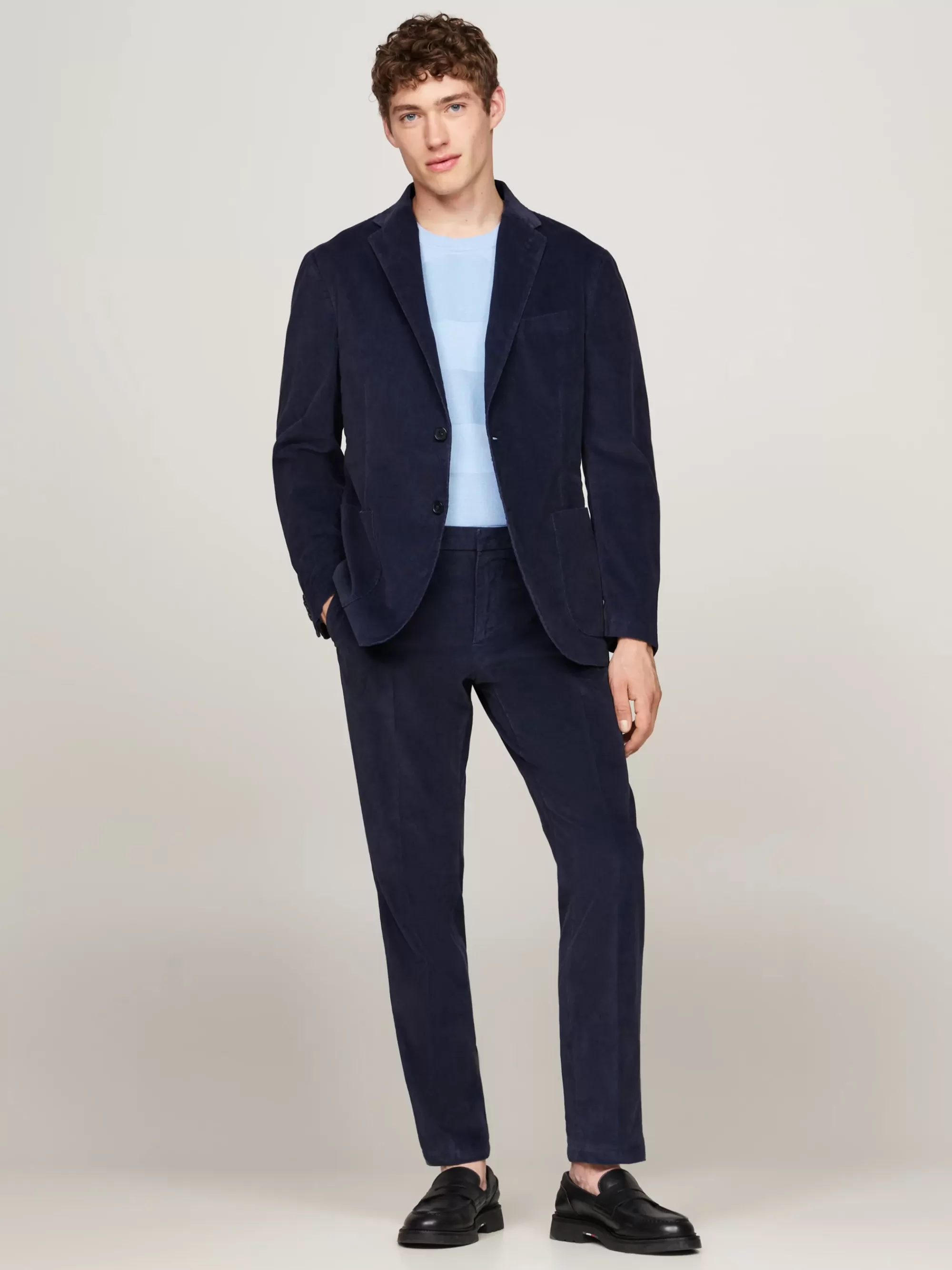 Pakken & Tailored*Tommy Hilfiger Slim Fit Tweedelig Pak Van Gewassen Fluweel BLUE