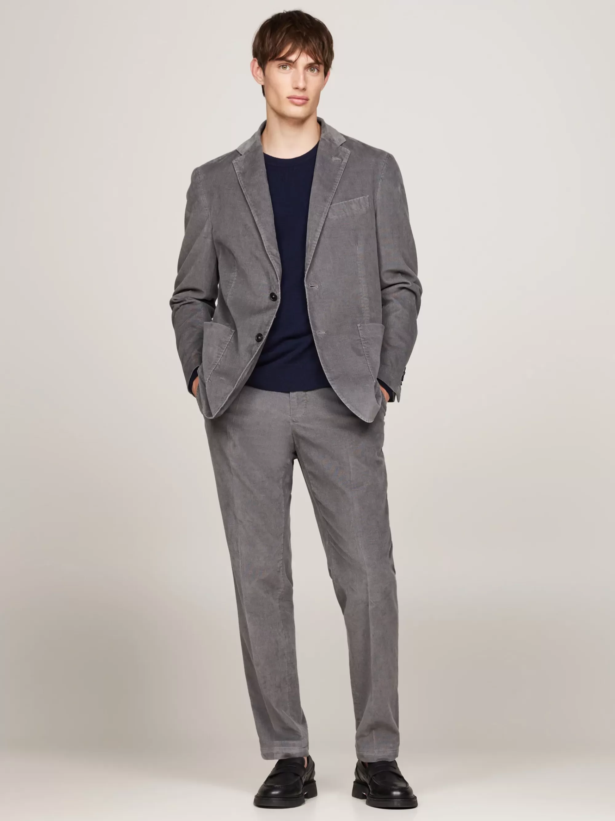 Pakken & Tailored*Tommy Hilfiger Slim Fit Tweedelig Pak Van Gewassen Fluweel GREY
