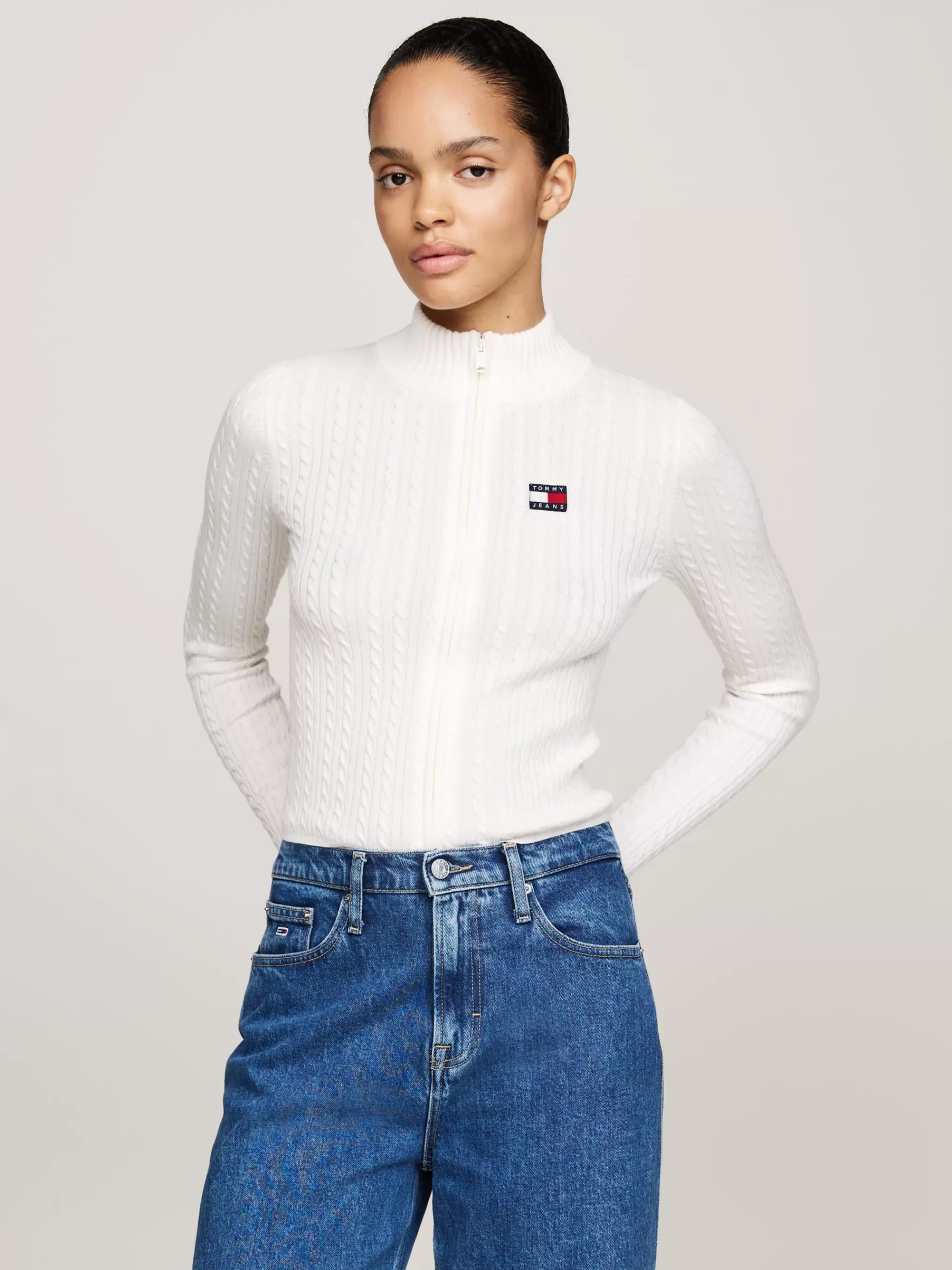 Truien | Truien & Vesten*Tommy Hilfiger Slim Fit Vest Met Rits En Tommy-badge ANCIENT WHITE