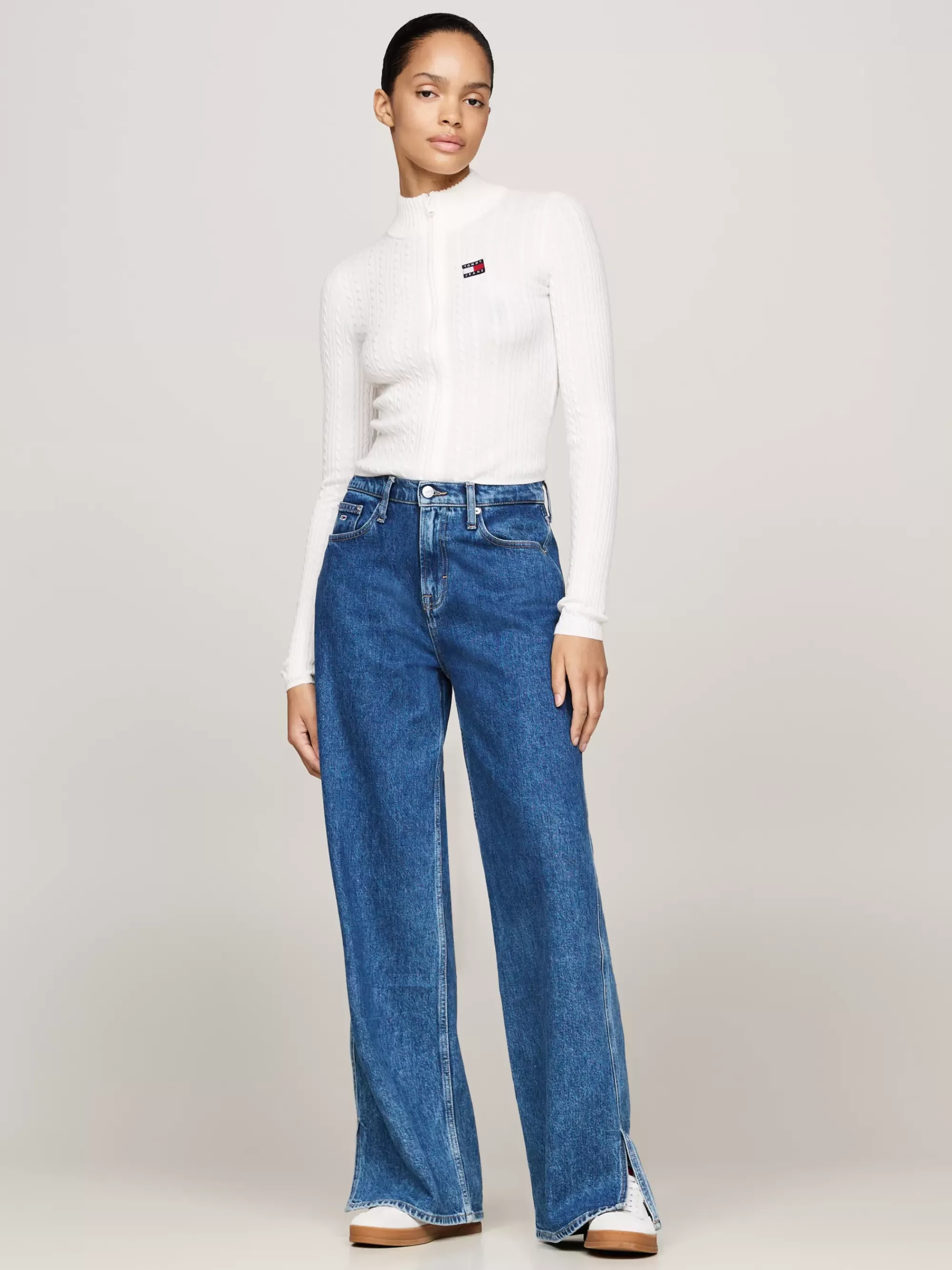 Truien | Truien & Vesten*Tommy Hilfiger Slim Fit Vest Met Rits En Tommy-badge ANCIENT WHITE