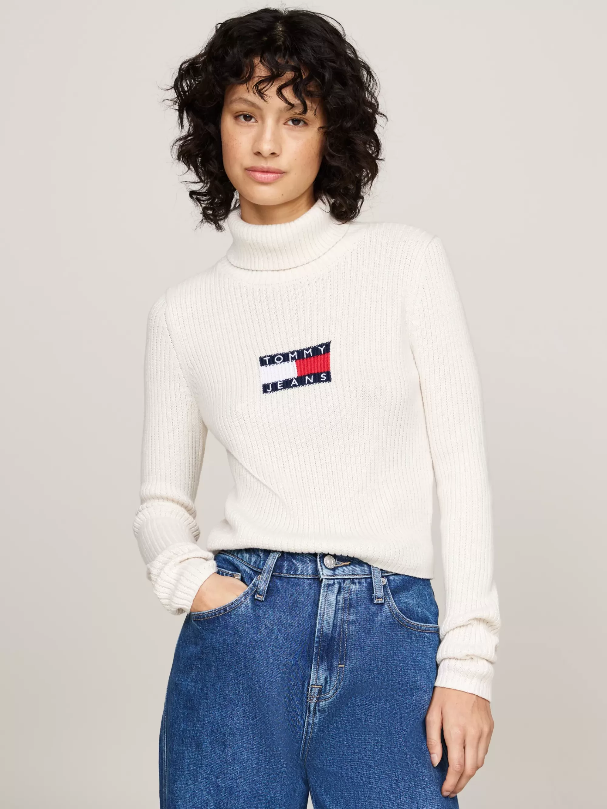 Coltruien | Truien*Tommy Hilfiger Slim Fit Wolmix Trui Met Col ANCIENT WHITE MELANGE