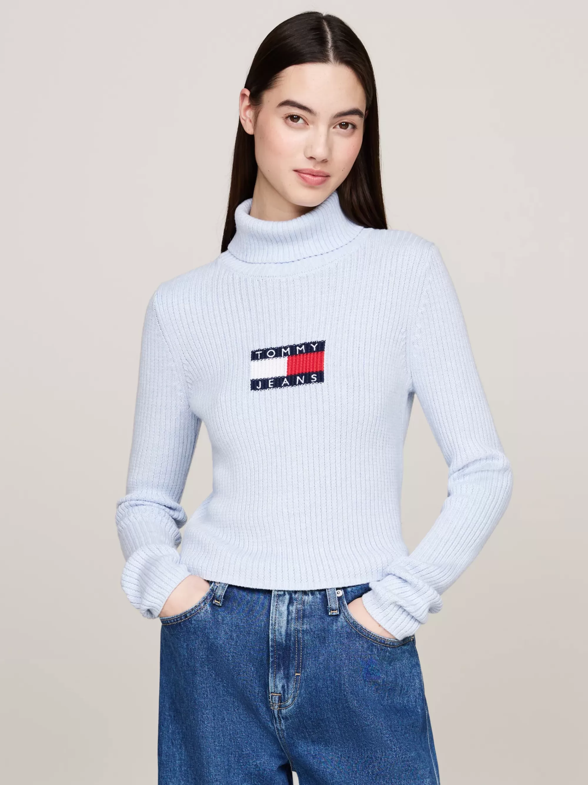 Coltruien | Truien*Tommy Hilfiger Slim Fit Wolmix Trui Met Col VESSEL BLUE MELANGE
