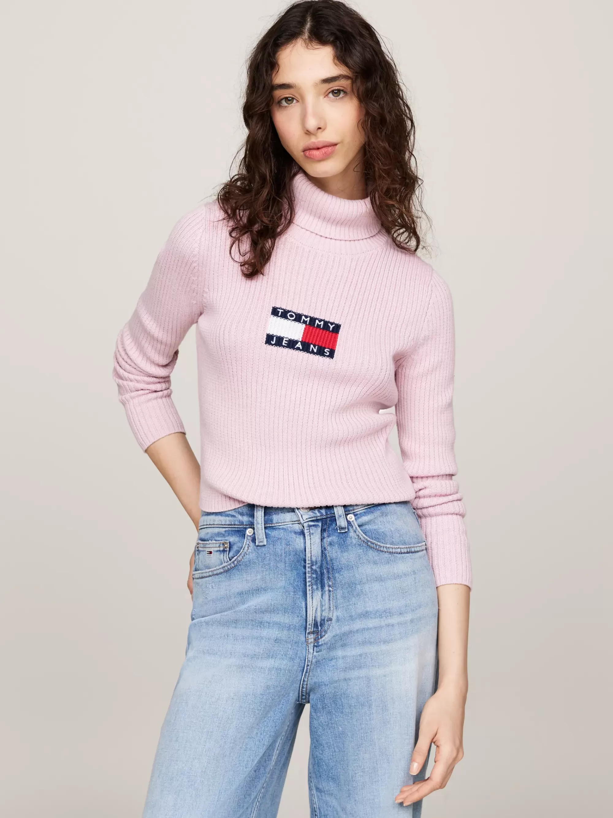 Coltruien | Truien*Tommy Hilfiger Slim Fit Wolmix Trui Met Col BALLET PINK MELANGE