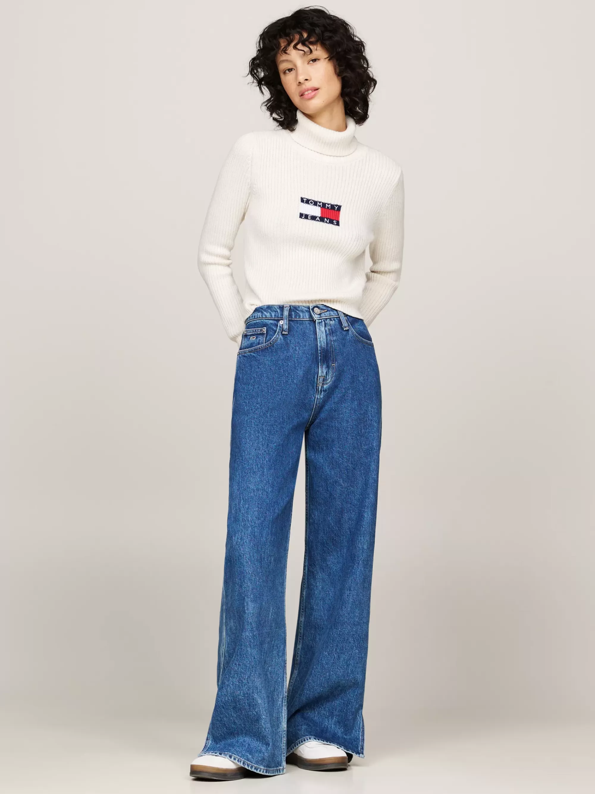 Coltruien | Truien*Tommy Hilfiger Slim Fit Wolmix Trui Met Col ANCIENT WHITE MELANGE