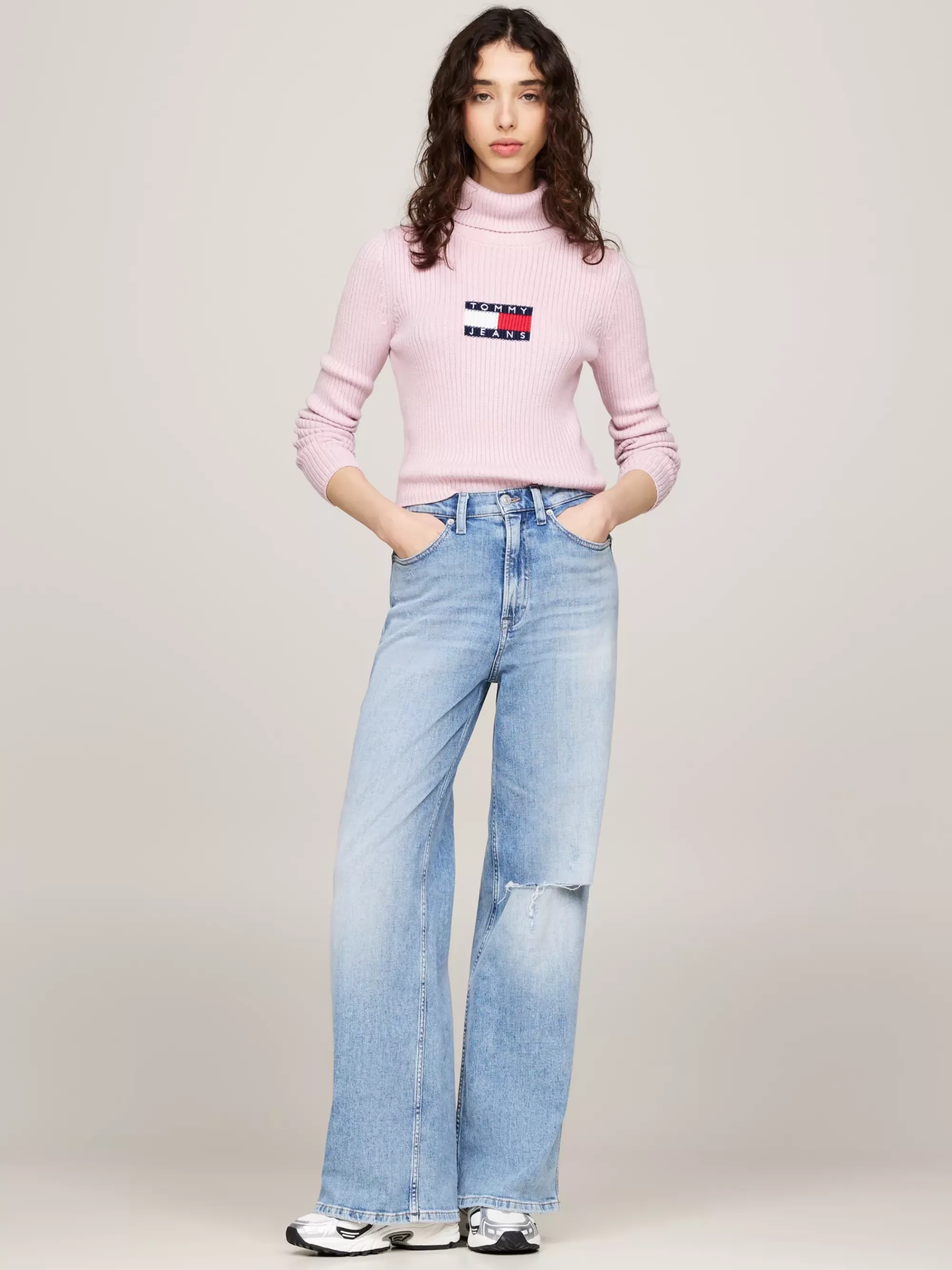 Coltruien | Truien*Tommy Hilfiger Slim Fit Wolmix Trui Met Col BALLET PINK MELANGE
