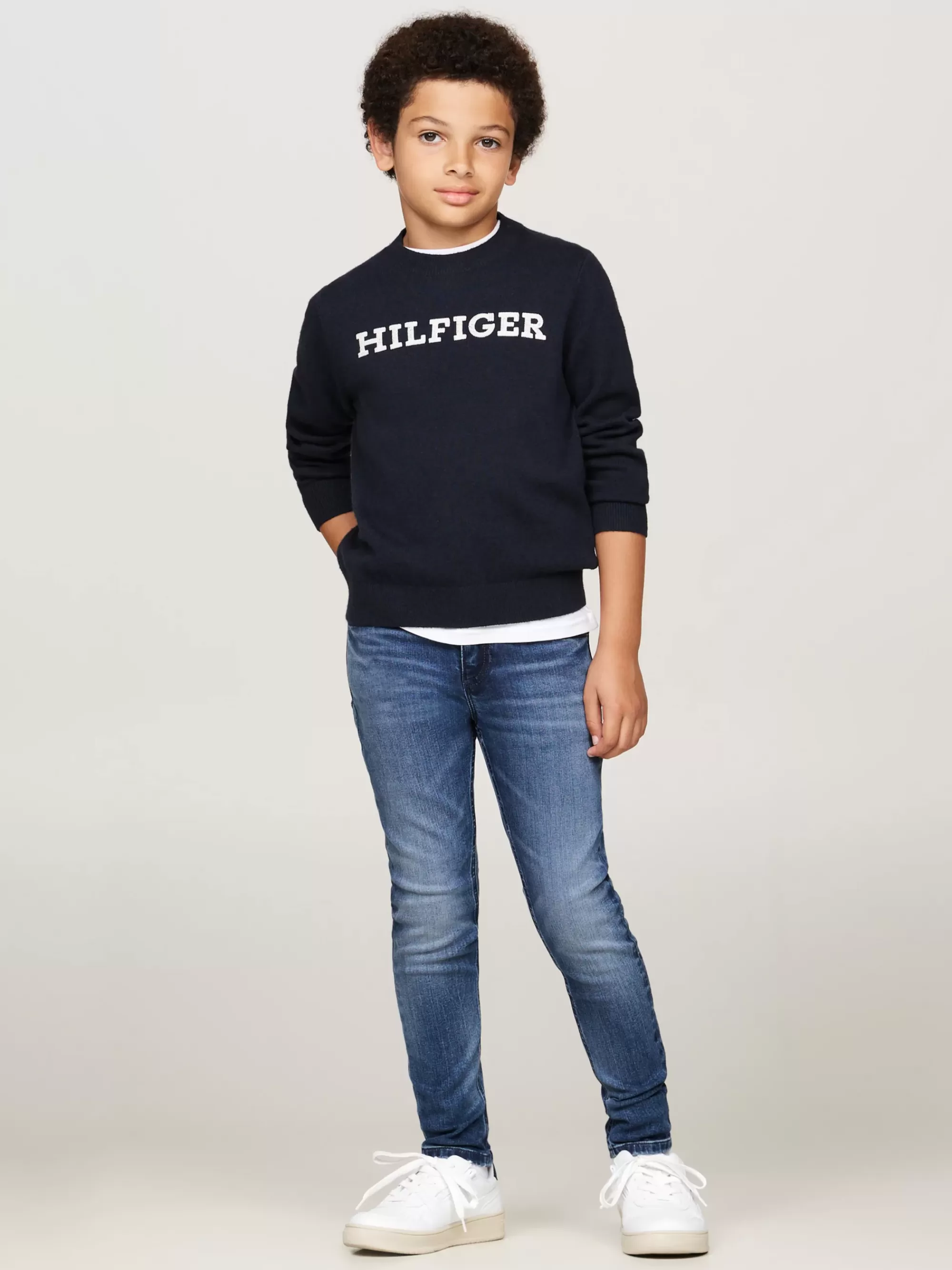 Jeans*Tommy Hilfiger Slim Jeans Met Fading En Donkere Wassing MIDBLUE