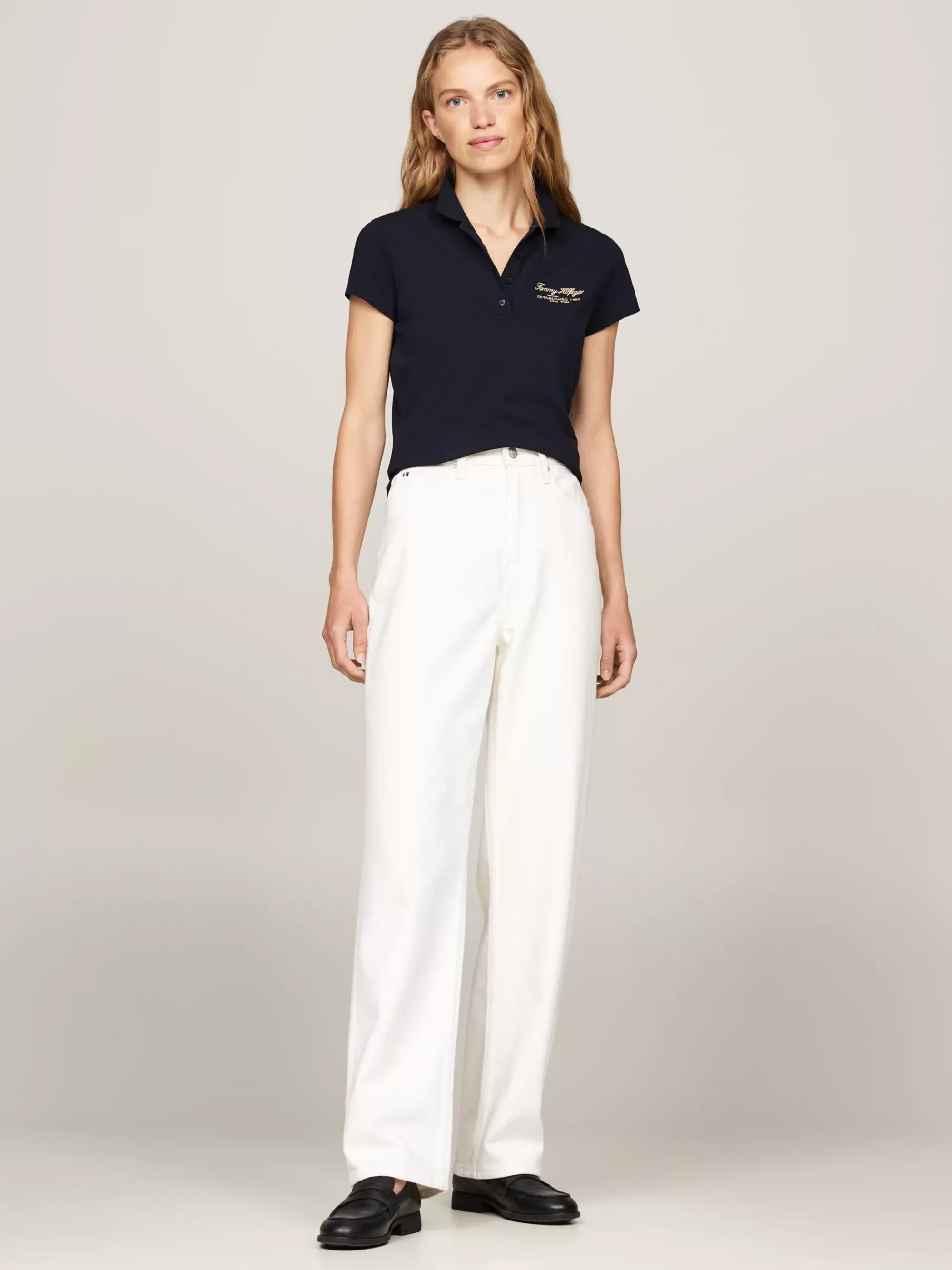 Polo's*Tommy Hilfiger Slim Poloshirt Met Scriptlogo DESERT SKY