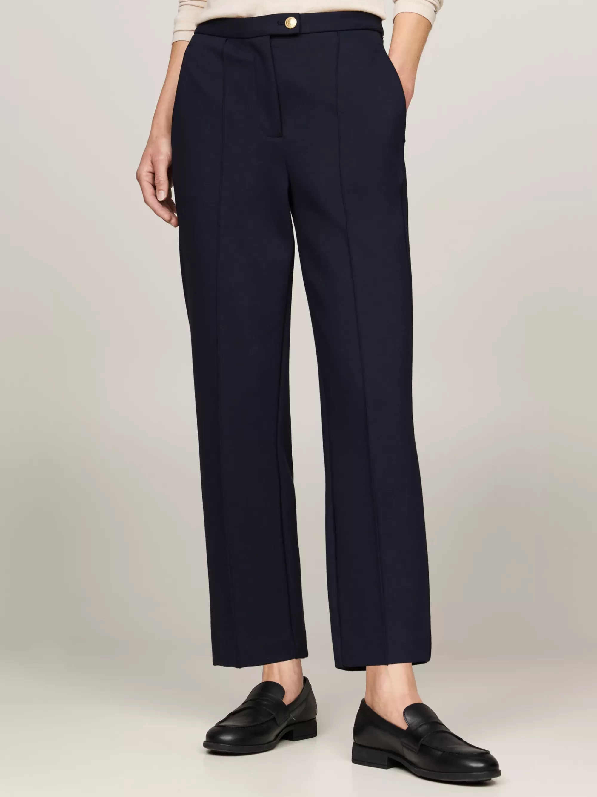 Broeken*Tommy Hilfiger Slim Straight Fit Broek Met Persvouwen DESERT SKY