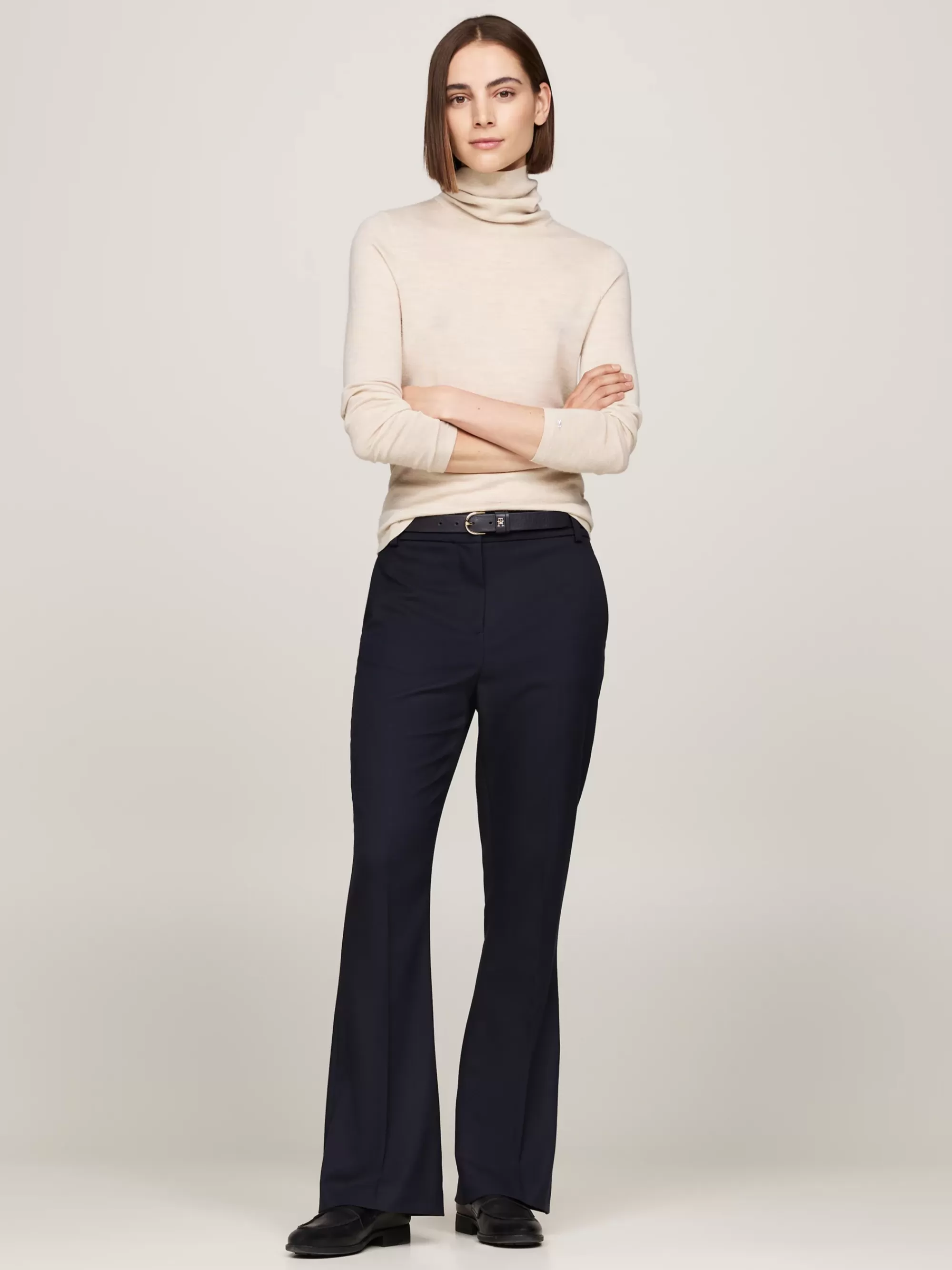 Coltruien | Truien*Tommy Hilfiger Slim Trui Van Zuivere Wol Met Col CLASSIC BEIGE HEATHER