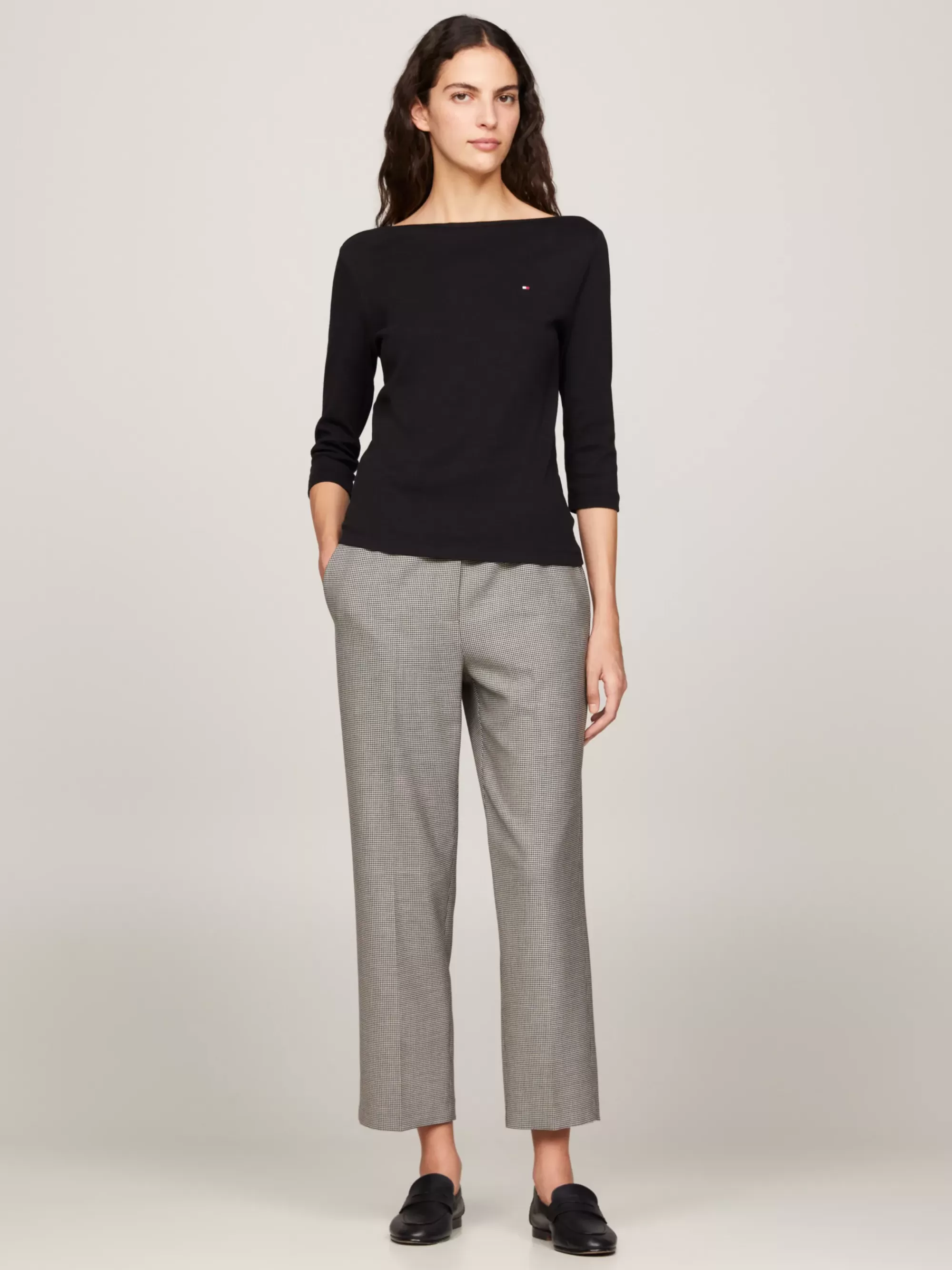 T-Shirts*Tommy Hilfiger Slim T-shirt Met 3/4 Mouwen En Boothals BLACK