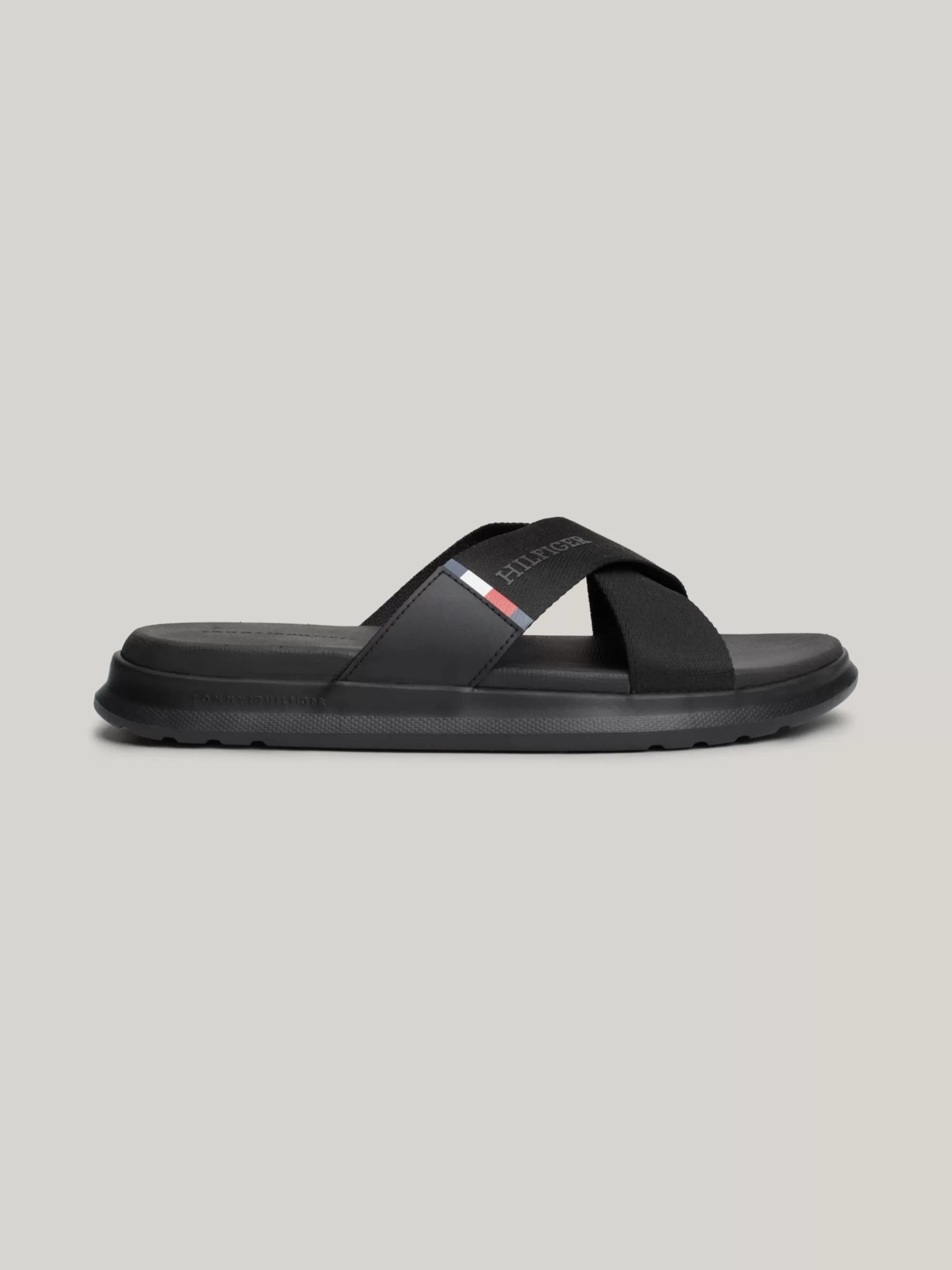 Sandalen & Flip Flops*Tommy Hilfiger Slipper Met Crossover Band BLACK