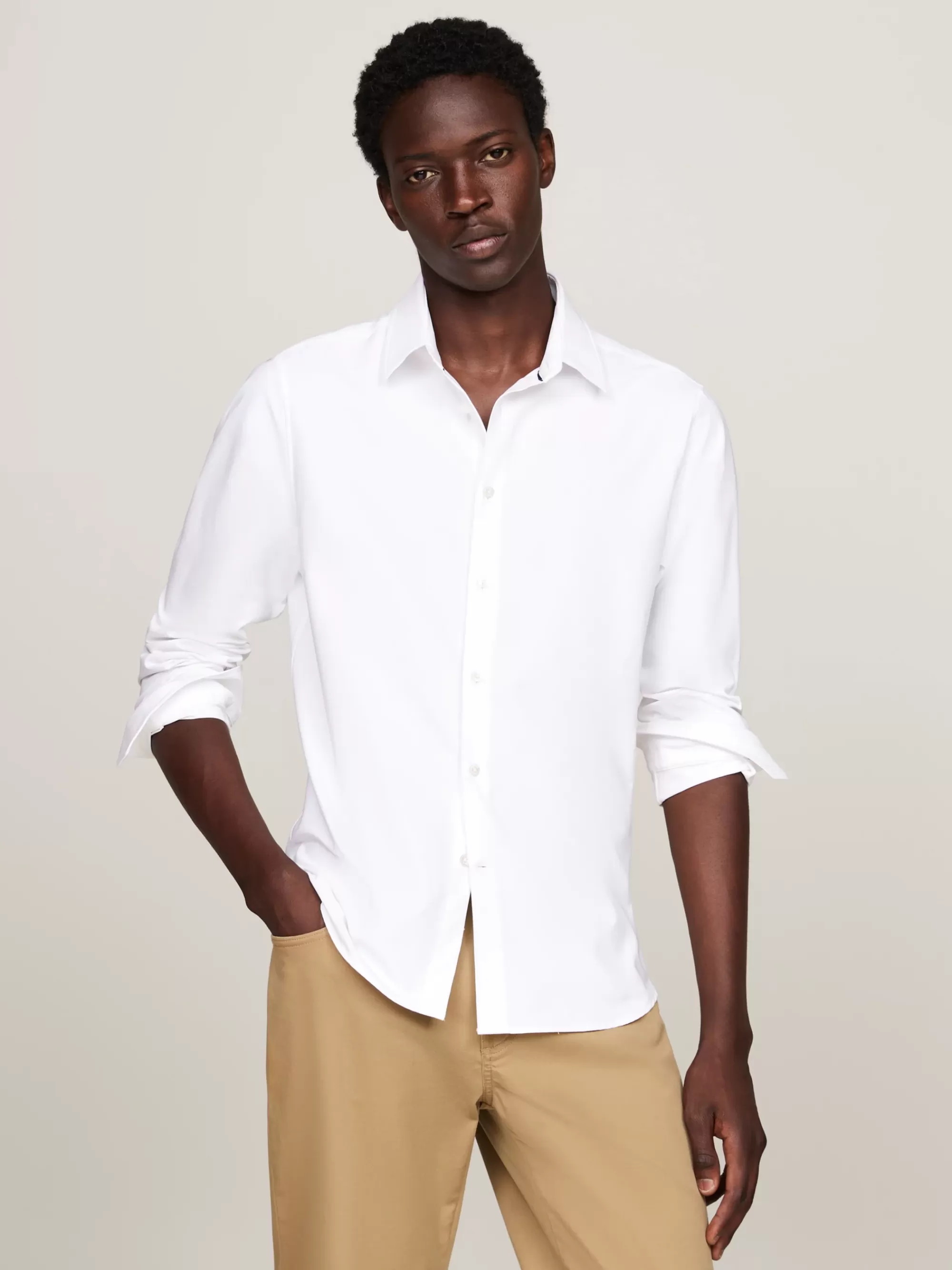 Overhemden*Tommy Hilfiger Smart Casual Geweven Slim Fit Overhemd OPTIC WHITE
